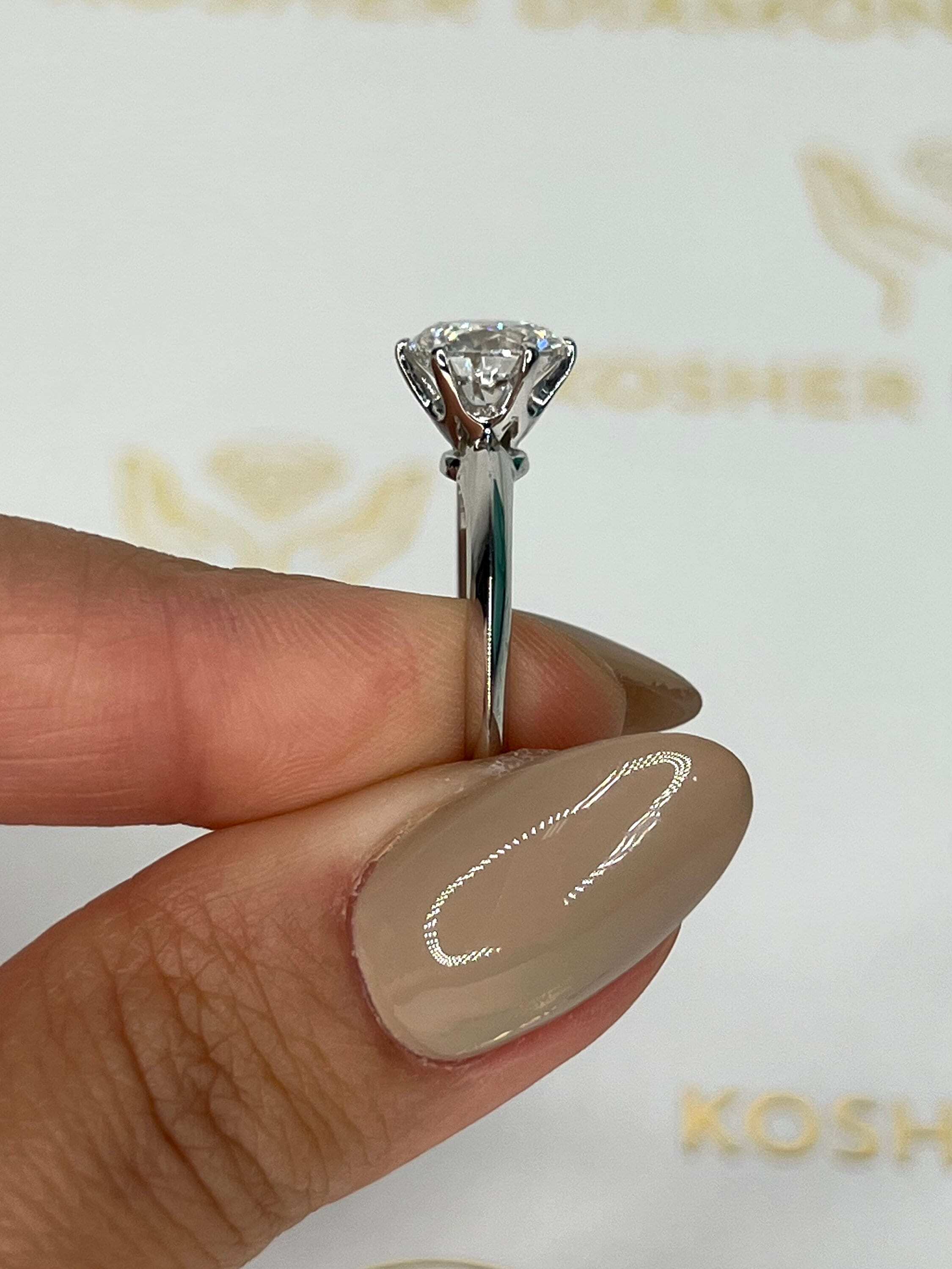 2 Carat Round Brilliant Ideal Cut Diamond Solitaire Engagement Ring, 6 Prong