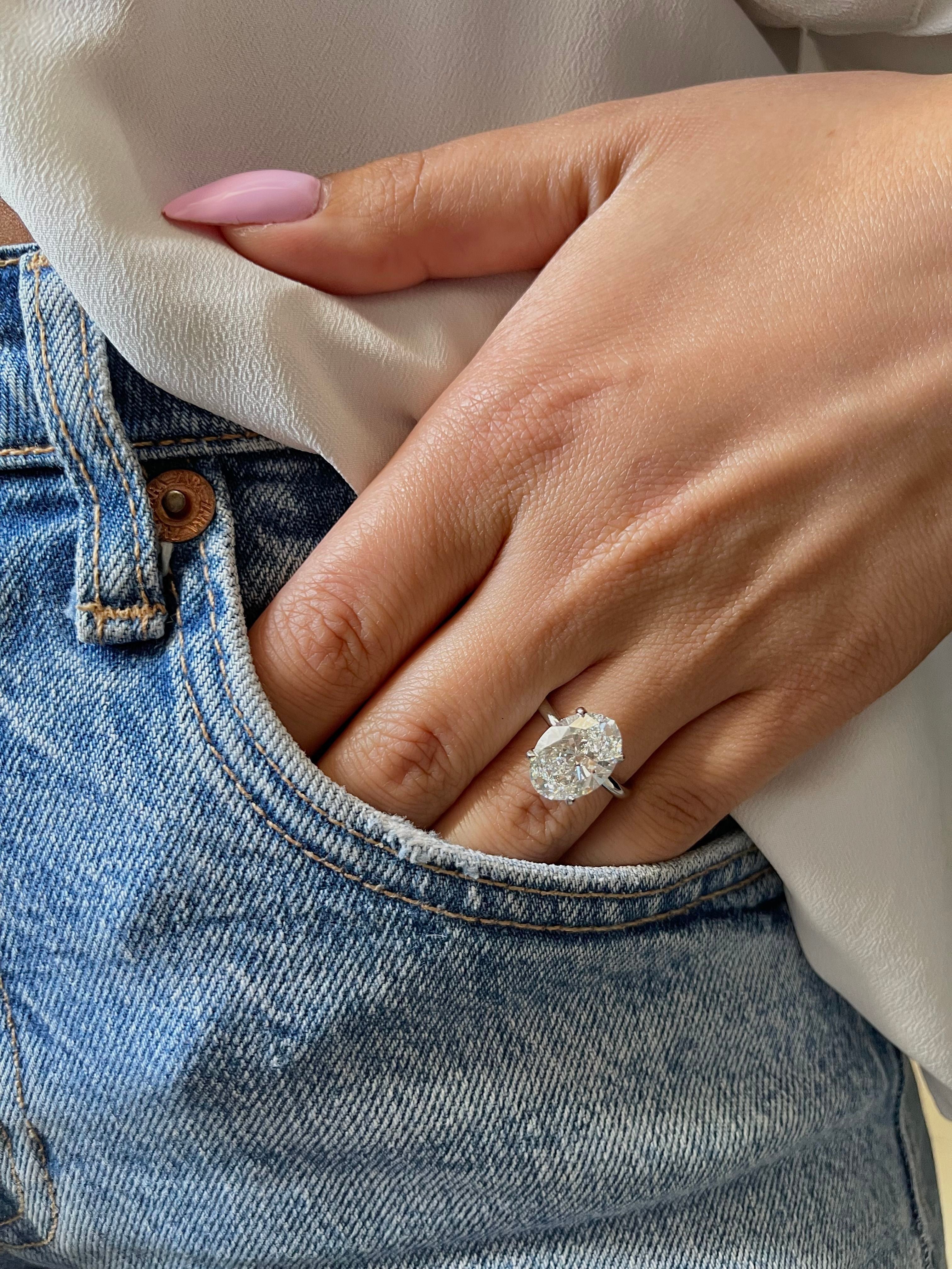 5 Carat Oval Cut Diamond Solitaire Engagement Ring