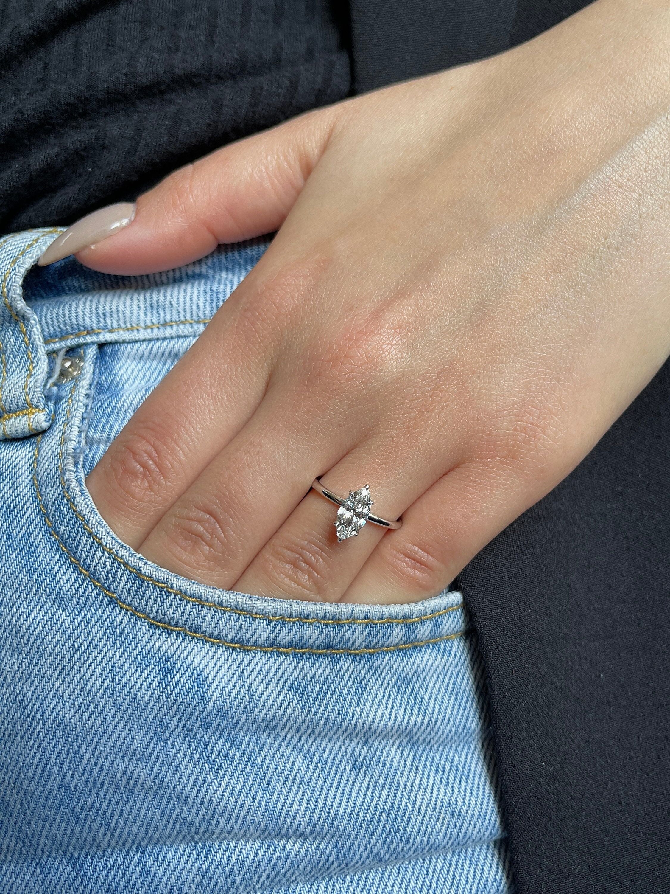 1 Carat Marquise Cut Diamond Solitaire Engagement Ring