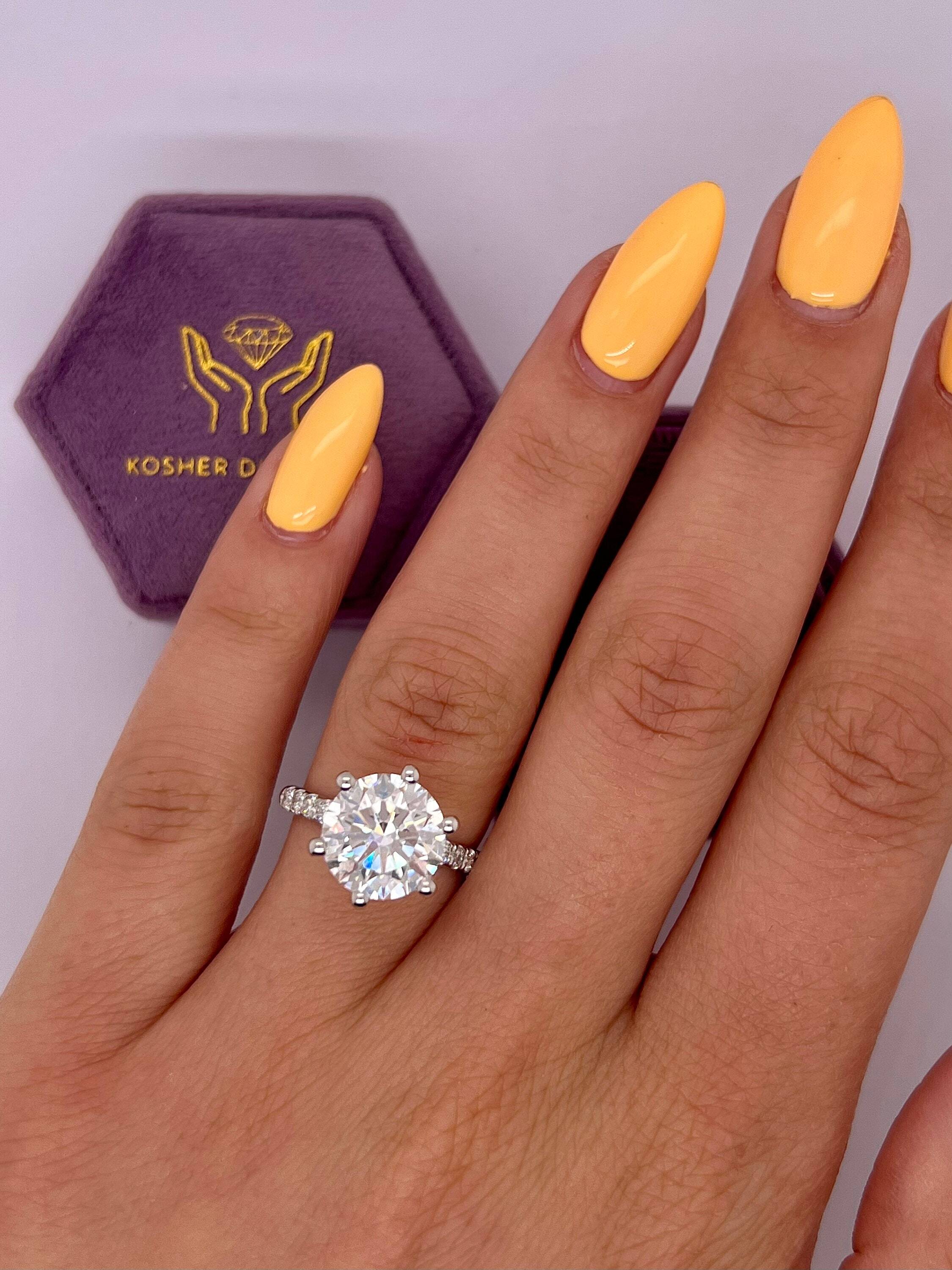 4.25 Carat Round Ideal Cut Diamond Pave Classic Style Engagement Ring