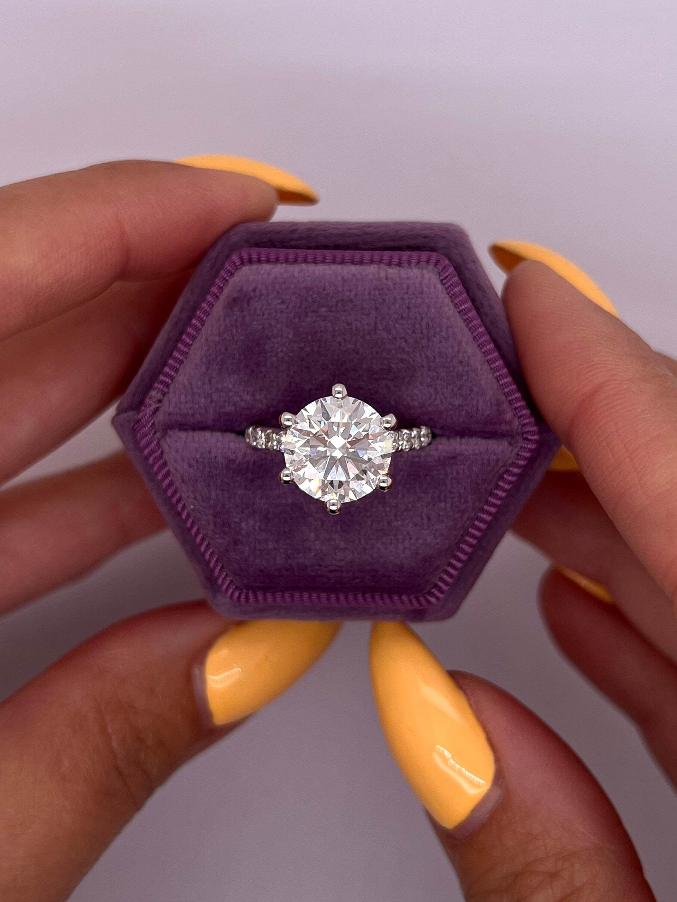 4.25 Carat Round Ideal Cut Diamond Pave Classic Style Engagement Ring