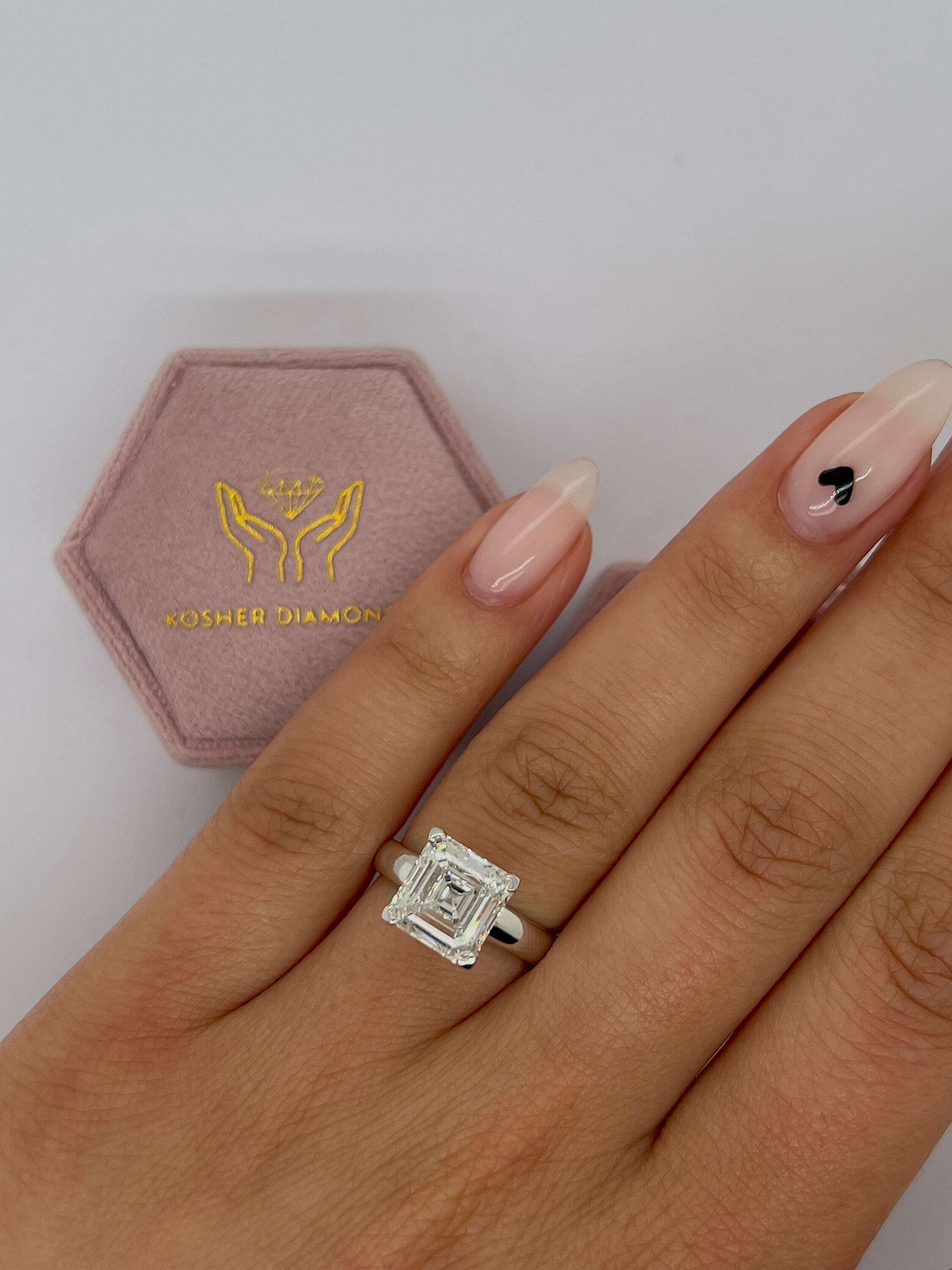 4 Carat Asscher Cut Diamond Solitaire Engagement Ring