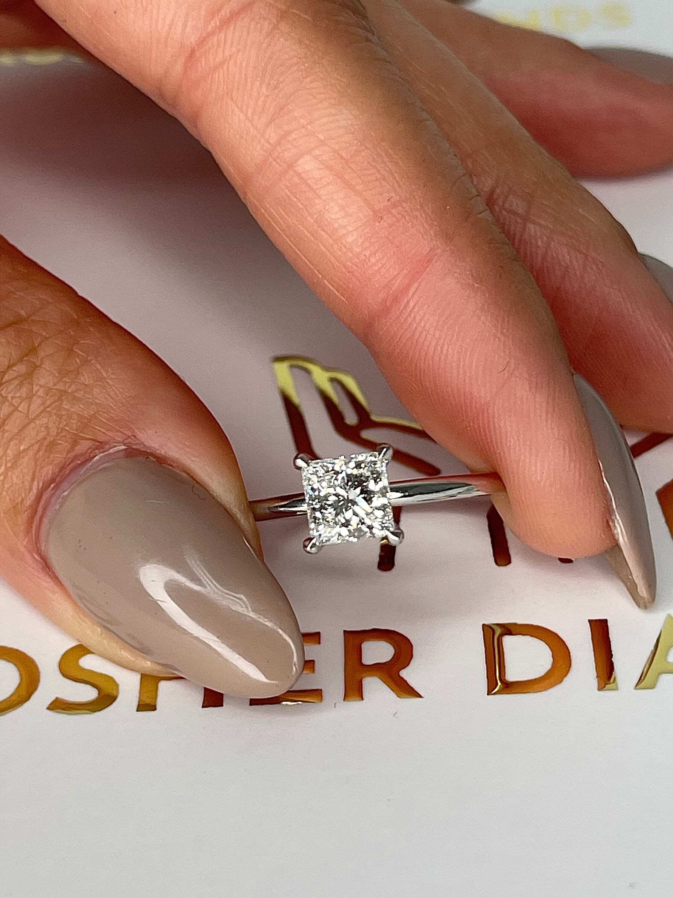 1 Carat Princess Cut Diamond Solitaire Engagement Ring