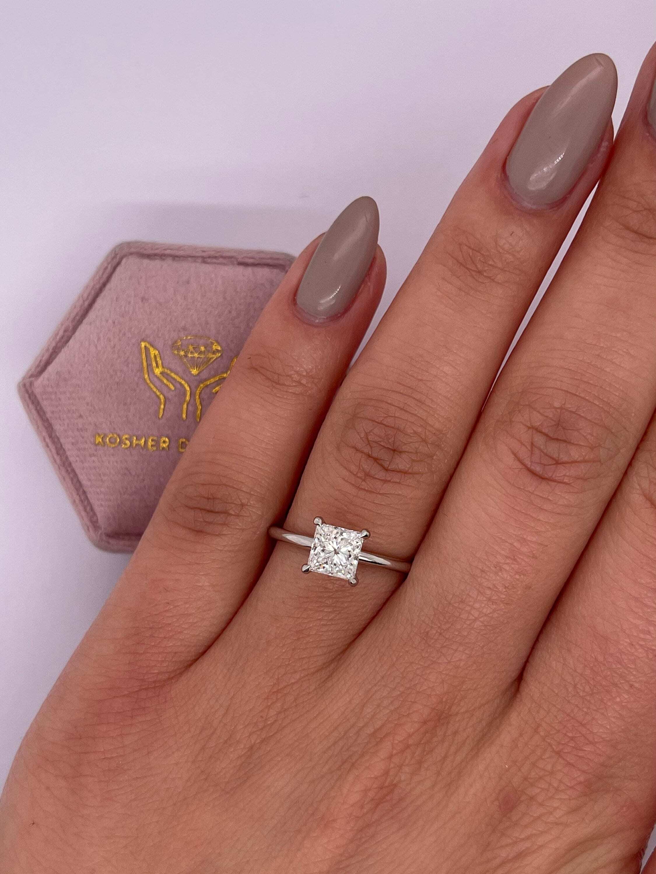 1 Carat Princess Cut Diamond Solitaire Engagement Ring