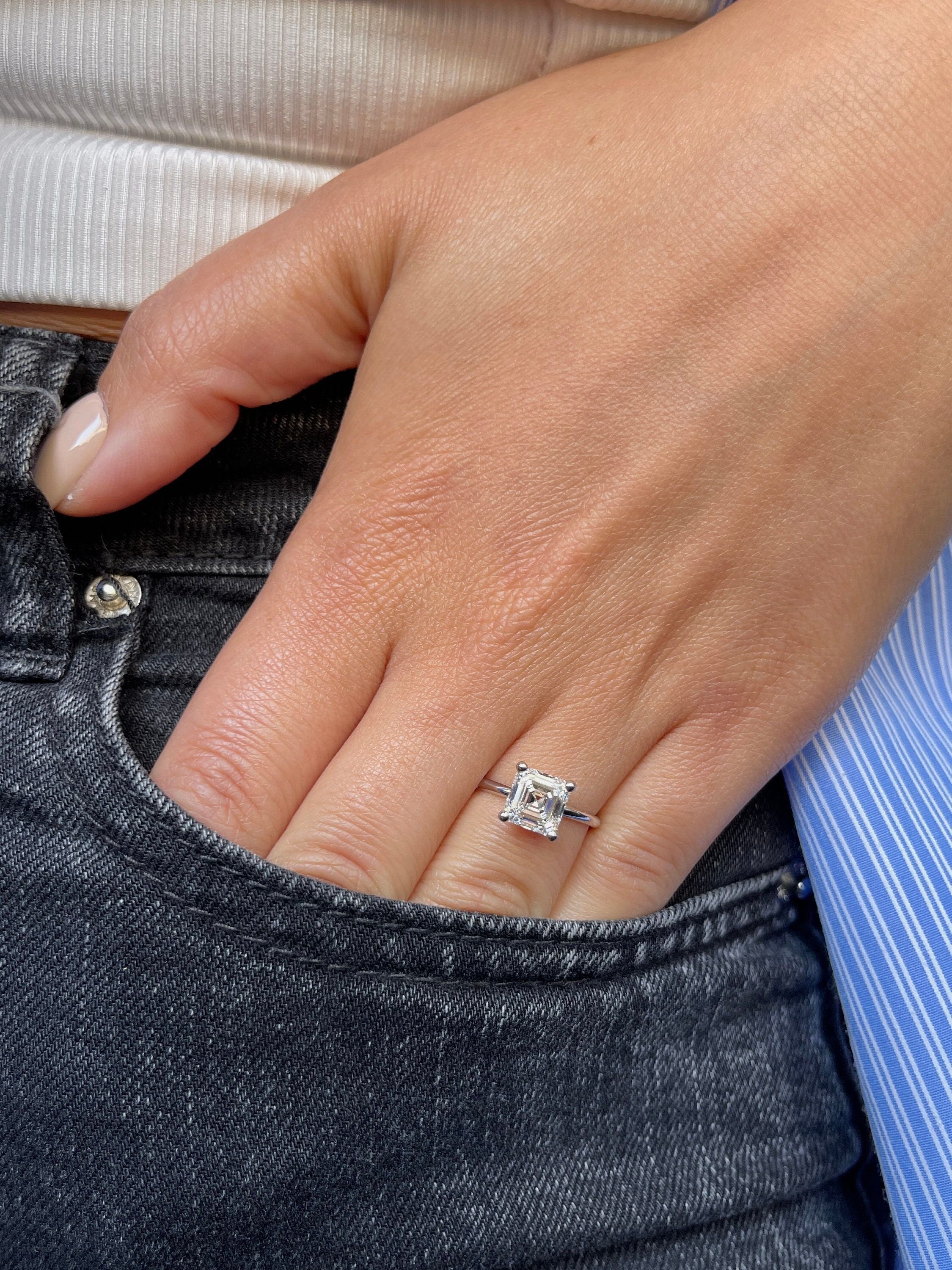 2 Carat Asscher Cut Diamond Solitaire Engagement Ring