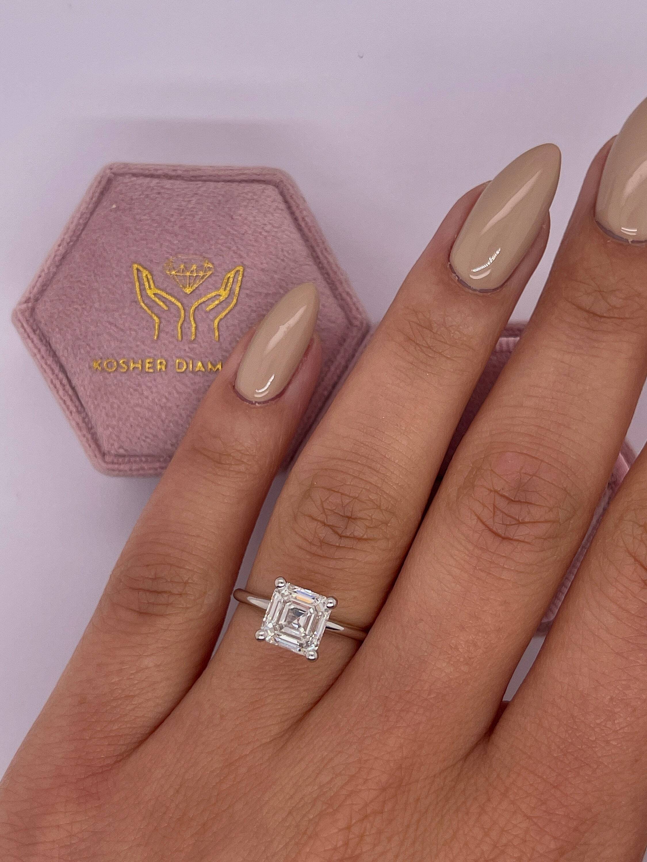 2 Carat Asscher Cut Diamond Solitaire Engagement Ring