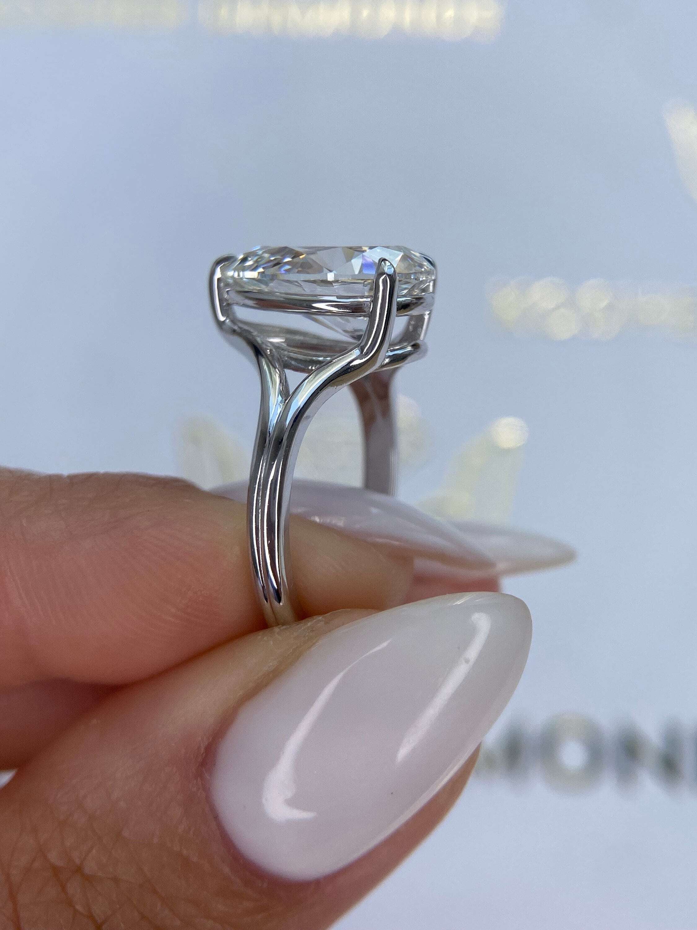 3 Carat Pear Cut Solitaire Diamond Split Shank Engagement Ring