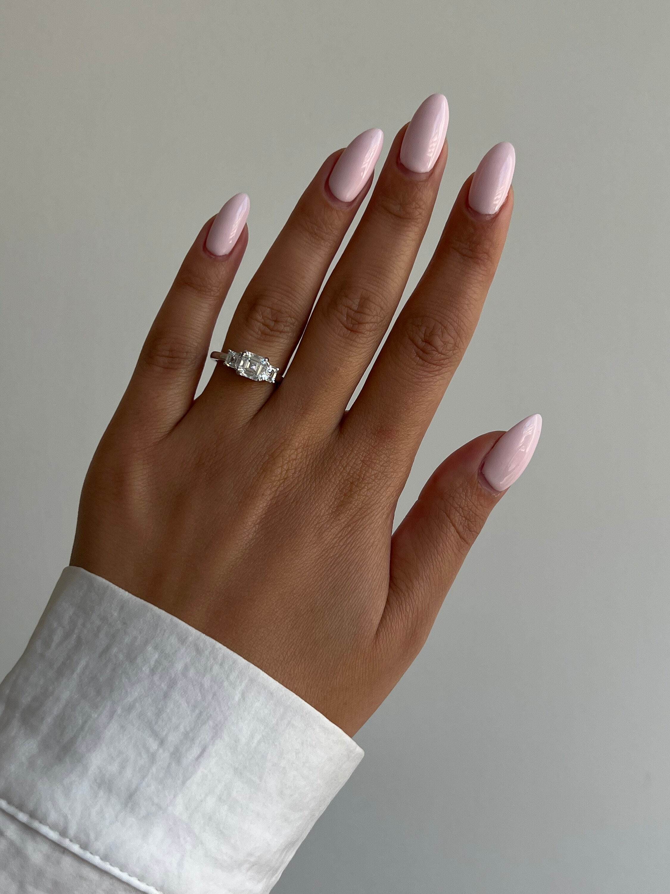 1.5 Carat Asscher Cut Three Stone Diamond Engagement Ring