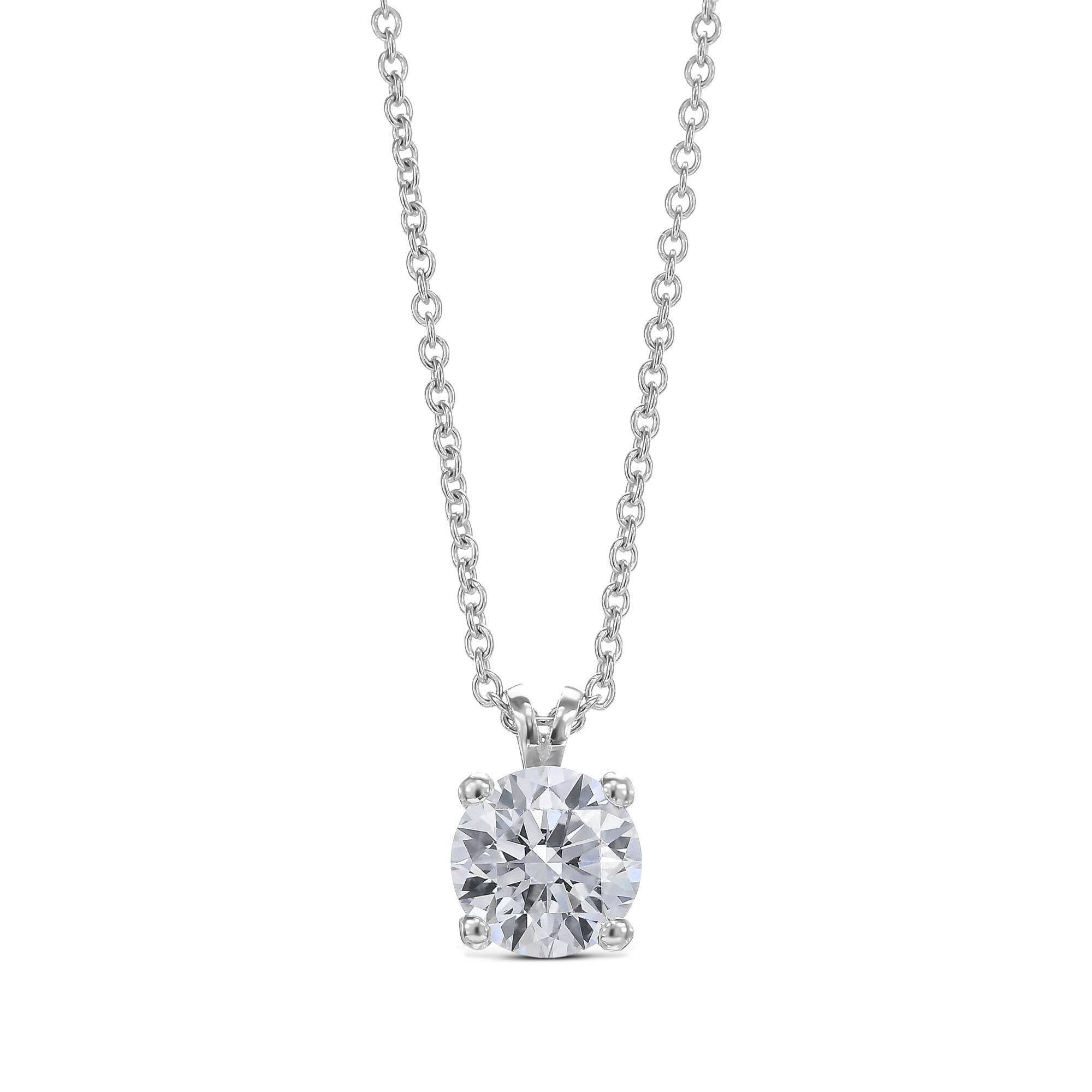 2 Carat Round Brilliant Ideal Cut Diamond Solitaire Pendant