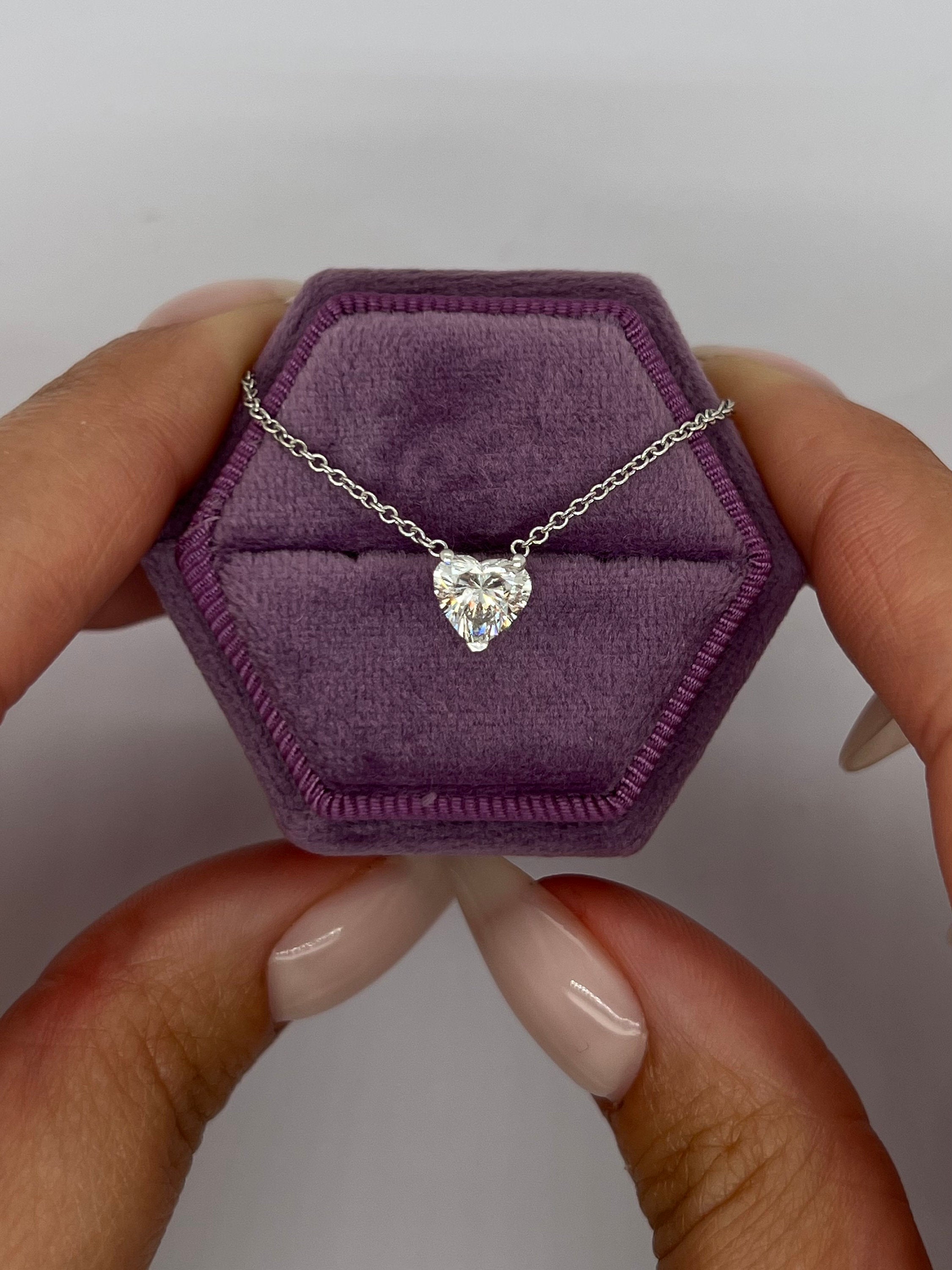 1 Carat Heart Cut Diamond Solitaire Floating Pendant