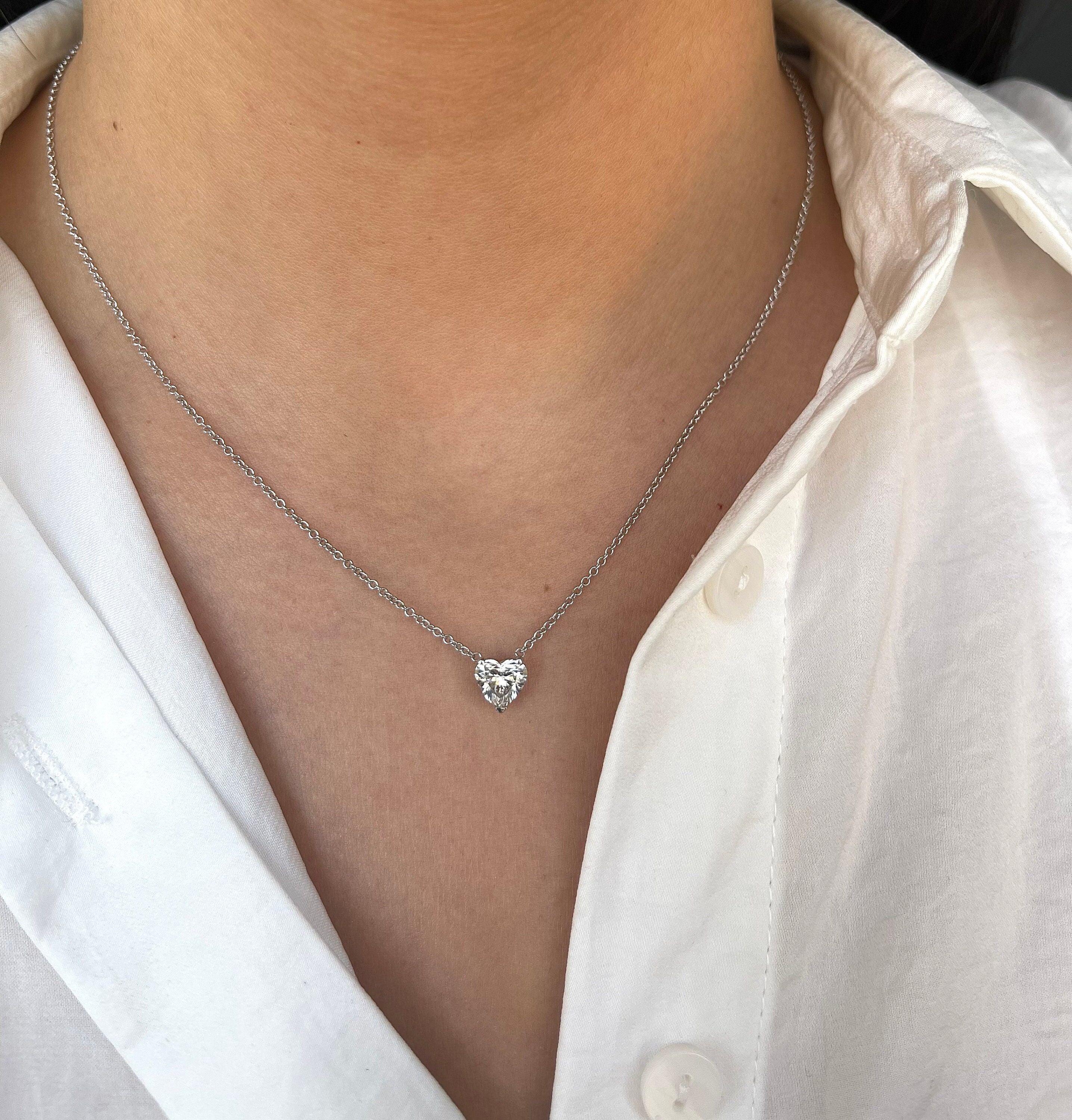 1 Carat Heart Cut Diamond Solitaire Floating Pendant