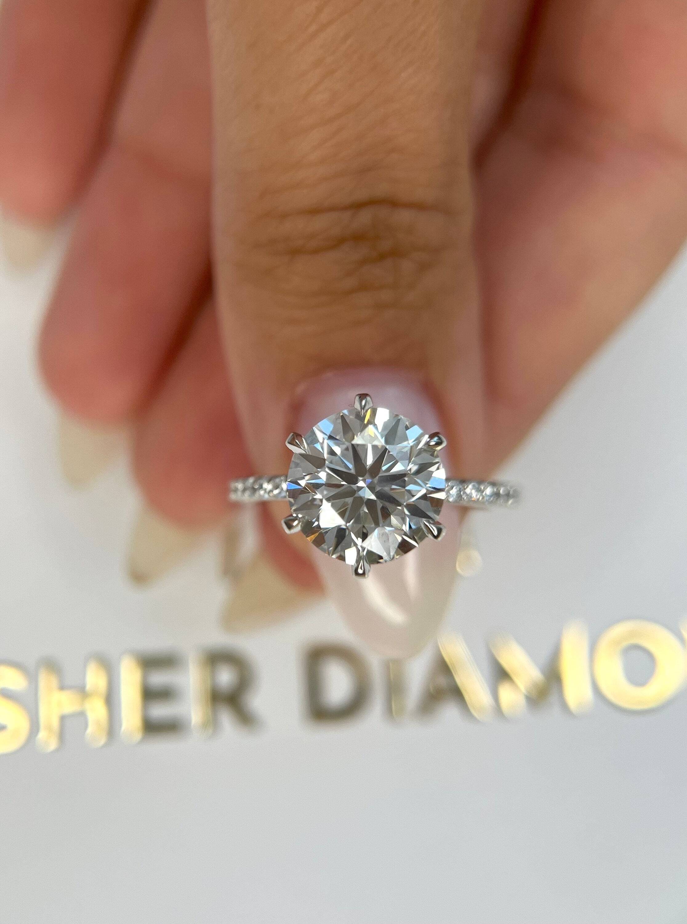 4.5 Carat Round Ideal Cut Diamond Engagement Ring