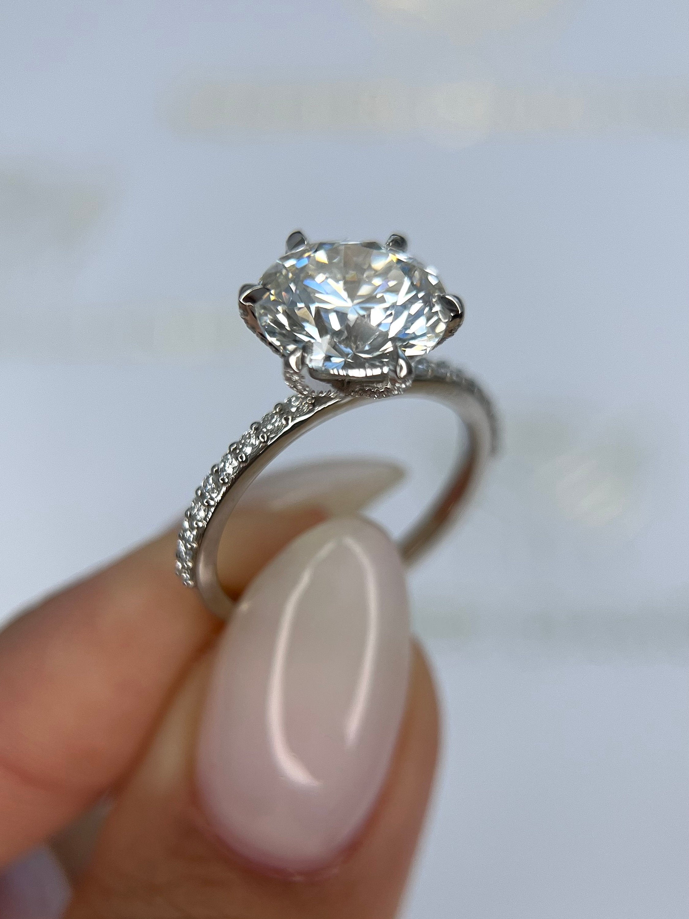 4.5 Carat Round Ideal Cut Diamond Engagement Ring