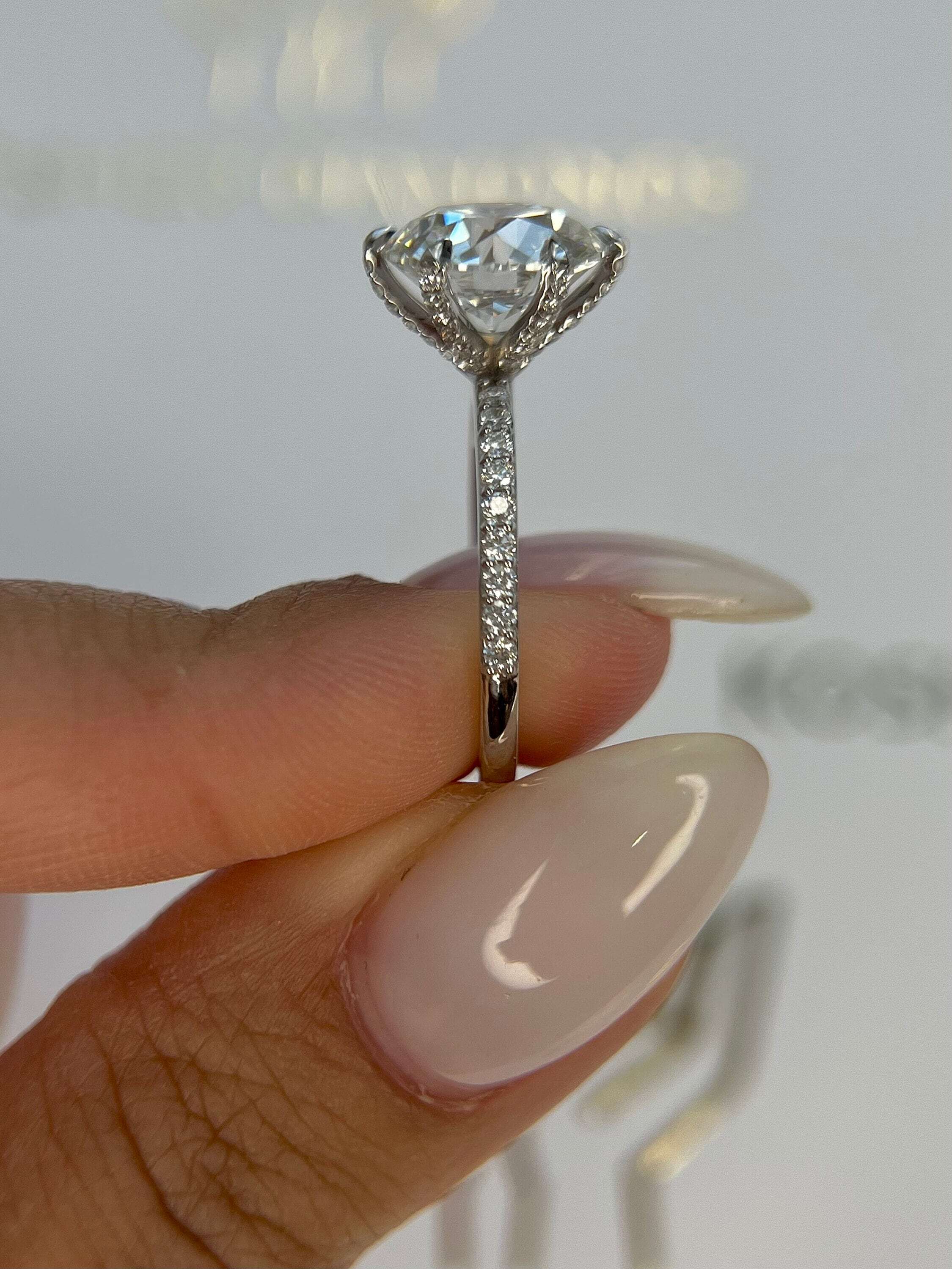 4.5 Carat Round Ideal Cut Diamond Engagement Ring
