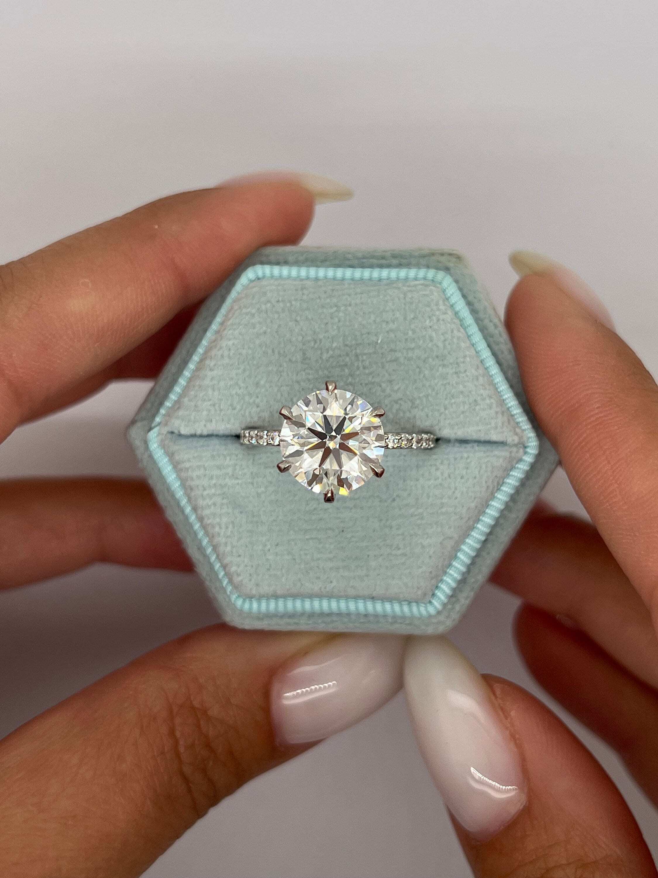 4.5 Carat Round Ideal Cut Diamond Engagement Ring