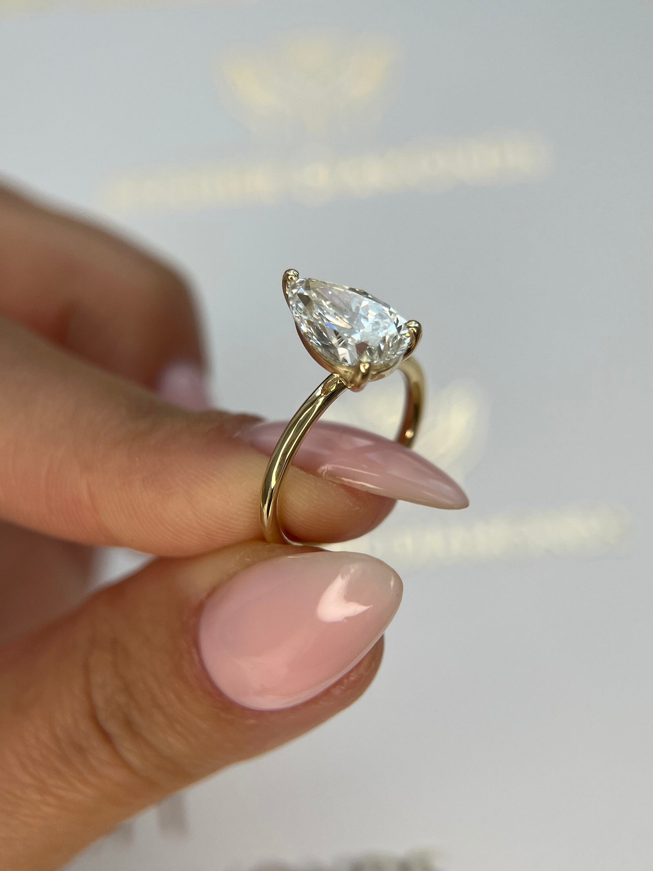 2 Carat Pear Cut Solitaire Diamond Engagement Ring