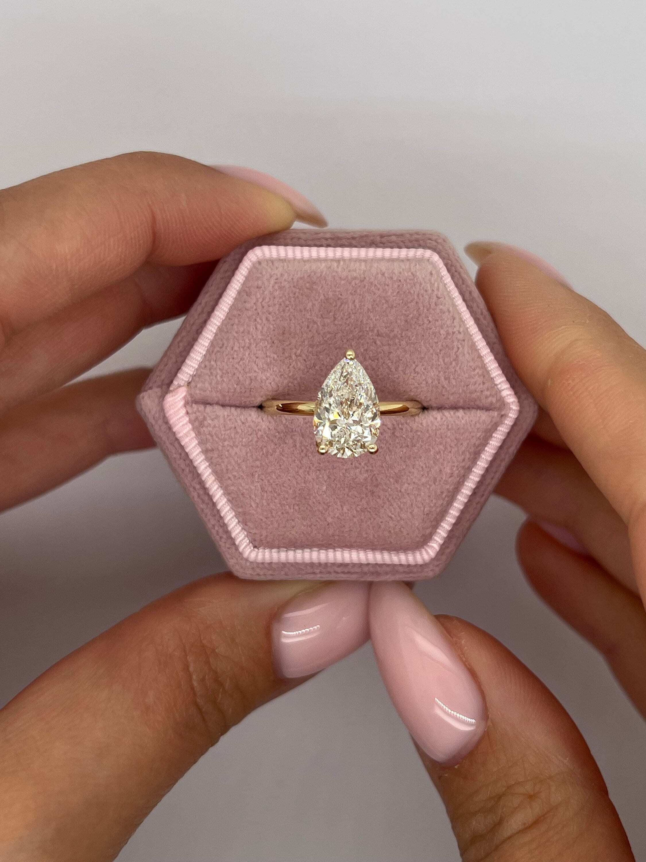 2 Carat Pear Cut Solitaire Diamond Engagement Ring