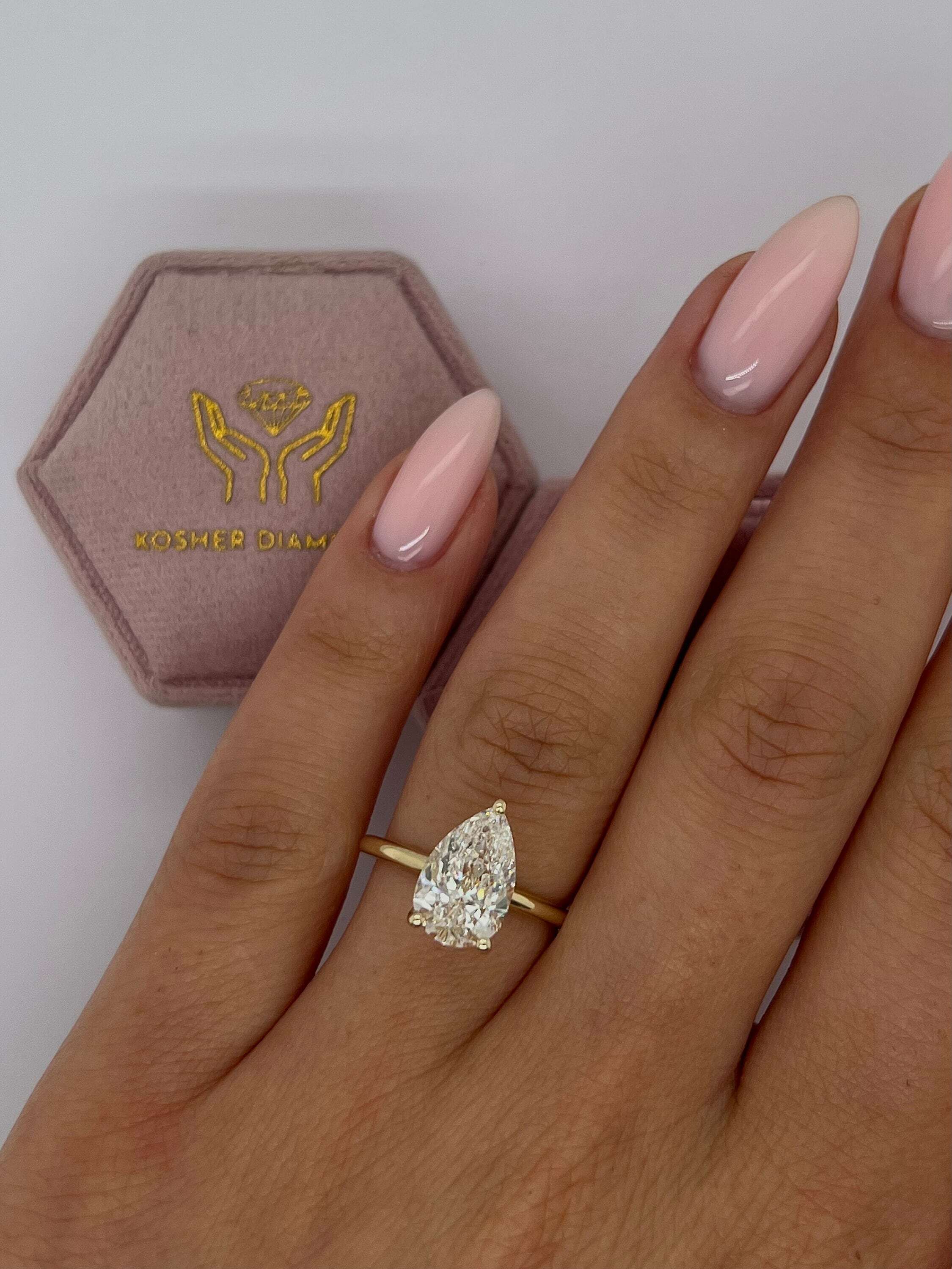 2 Carat Pear Cut Solitaire Diamond Engagement Ring