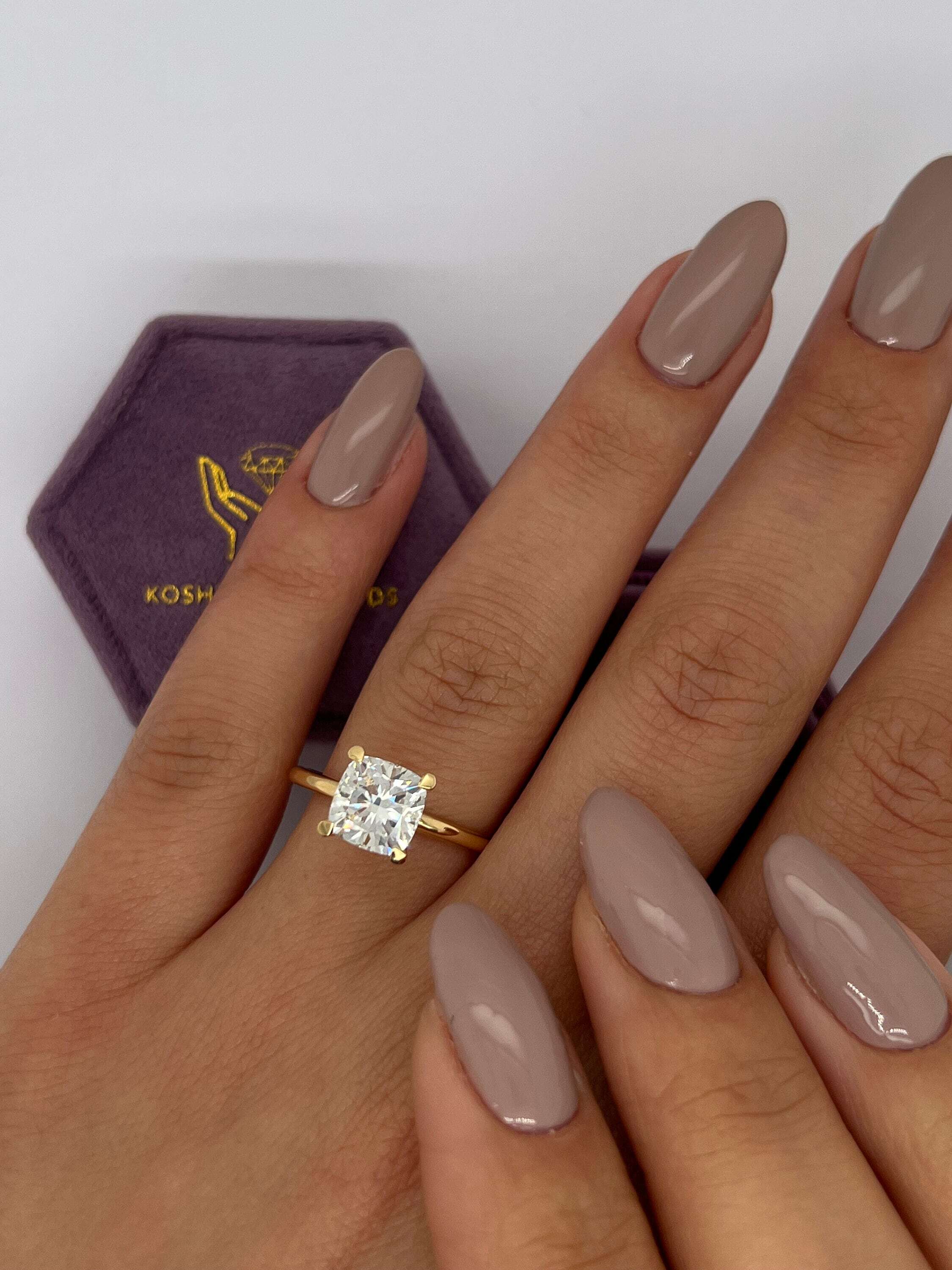1.5 Carat Square Cushion Cut Diamond Solitaire Engagement Ring