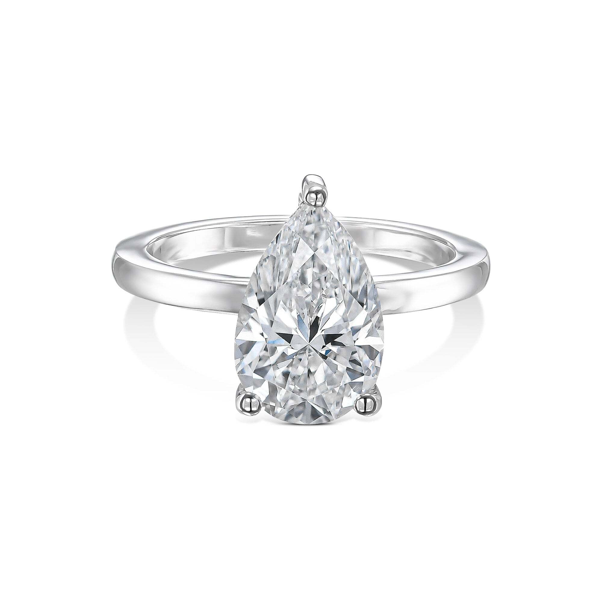 2 Carat Pear Cut Solitaire Diamond Hidden Halo Engagement Ring