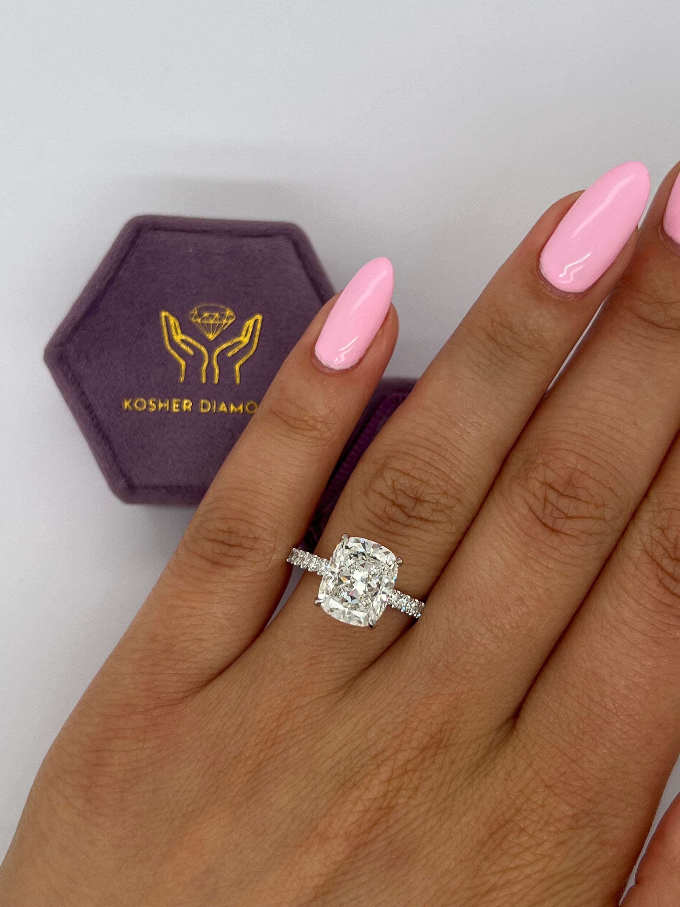 4.25 Carat Rectangular Cushion Cut Diamond Solitaire Engagement Ring