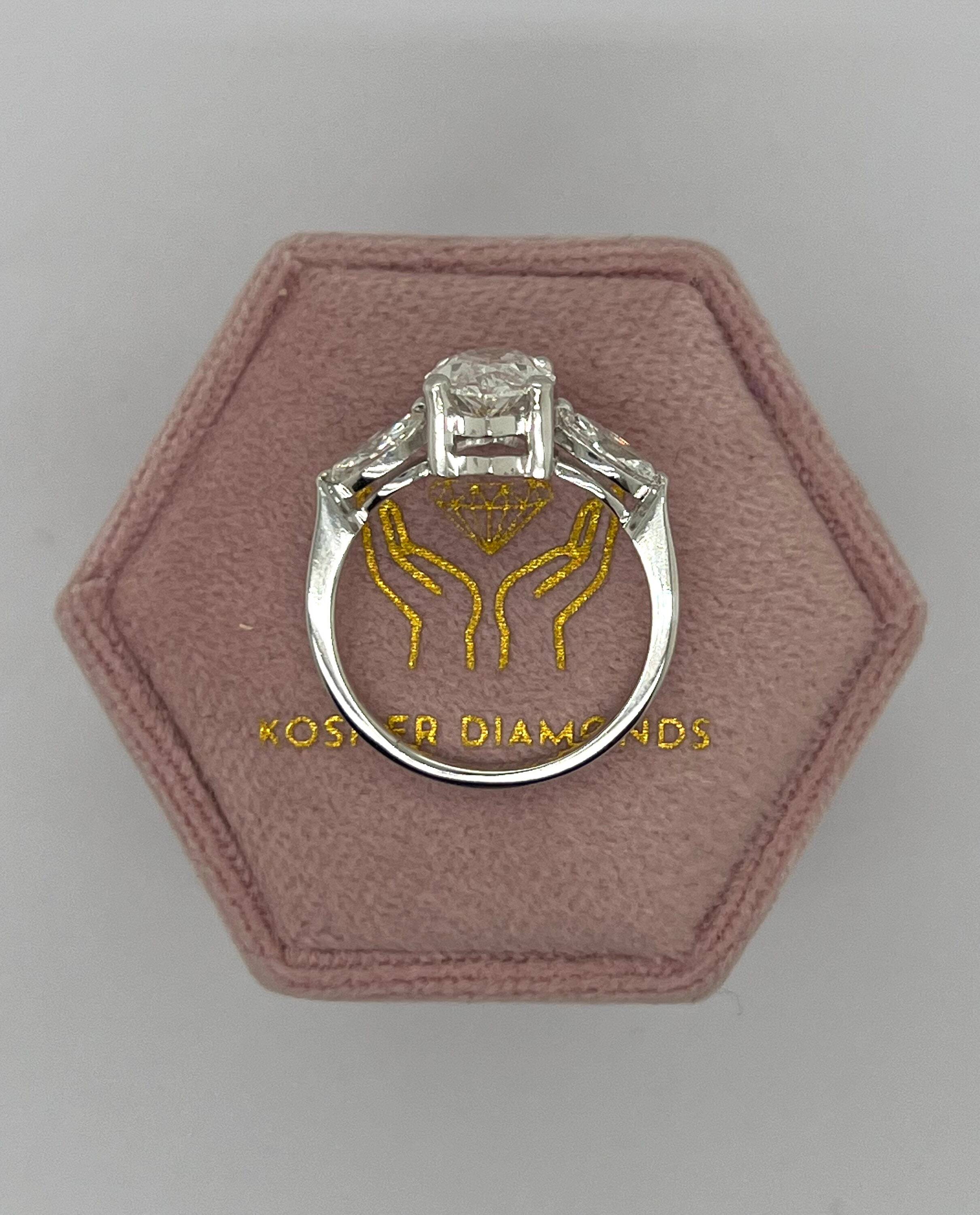 2.5 Carat Total Marquise Cut Three Stone Diamond Engagement Ring, Side Pear Diamonds