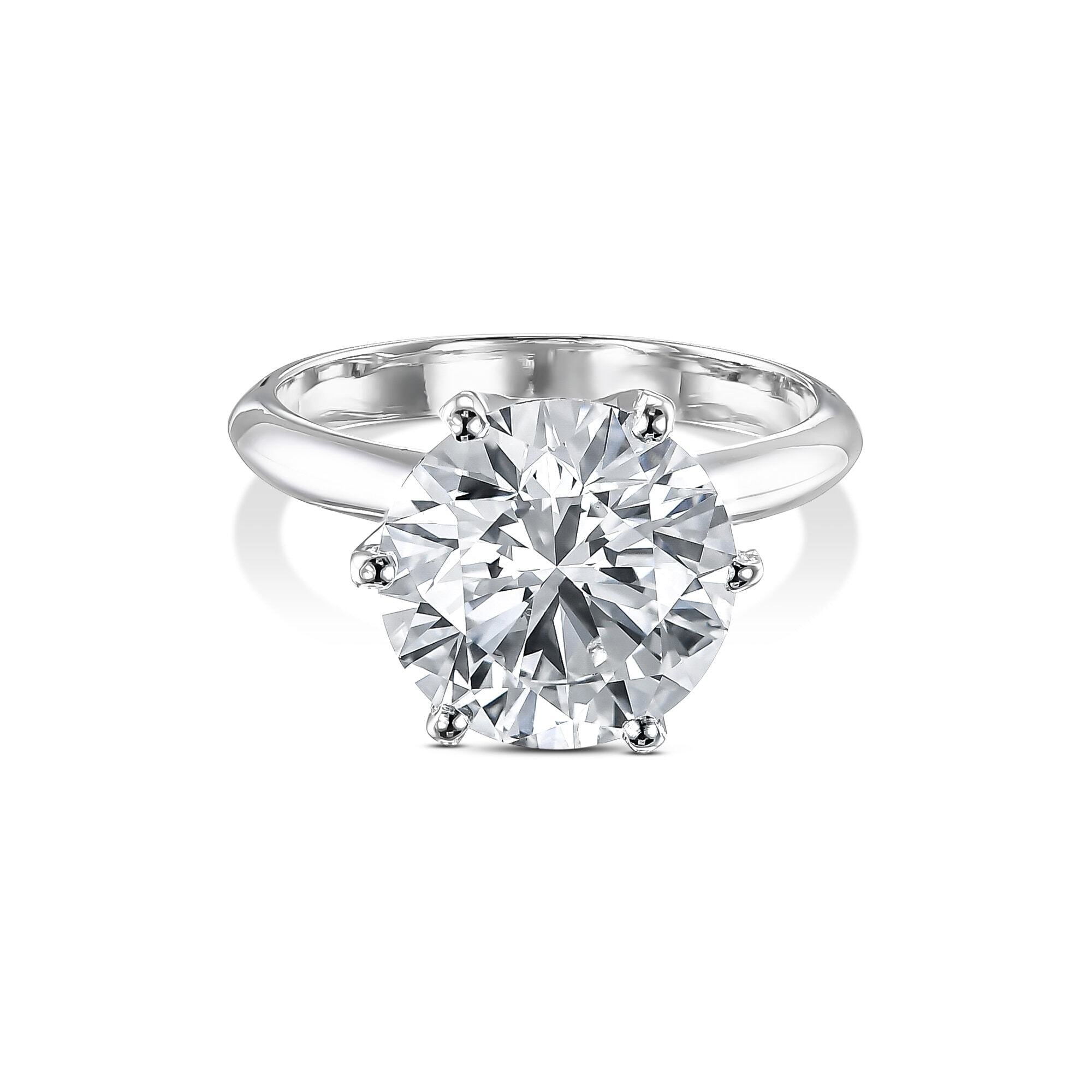 4 Carat Round Brilliant Ideal Cut Diamond Solitaire Engagement Ring
