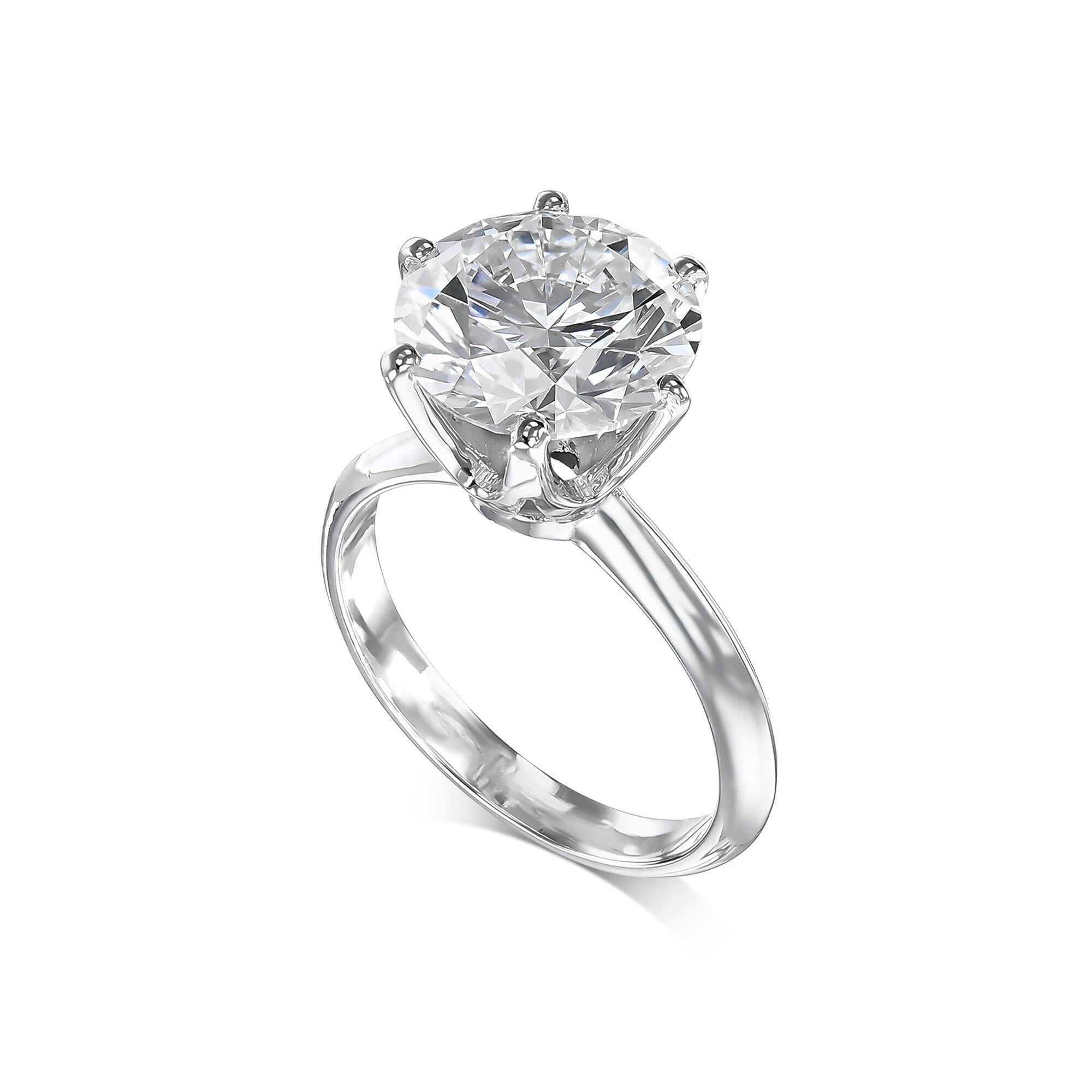 4 Carat Round Brilliant Ideal Cut Diamond Solitaire Engagement Ring