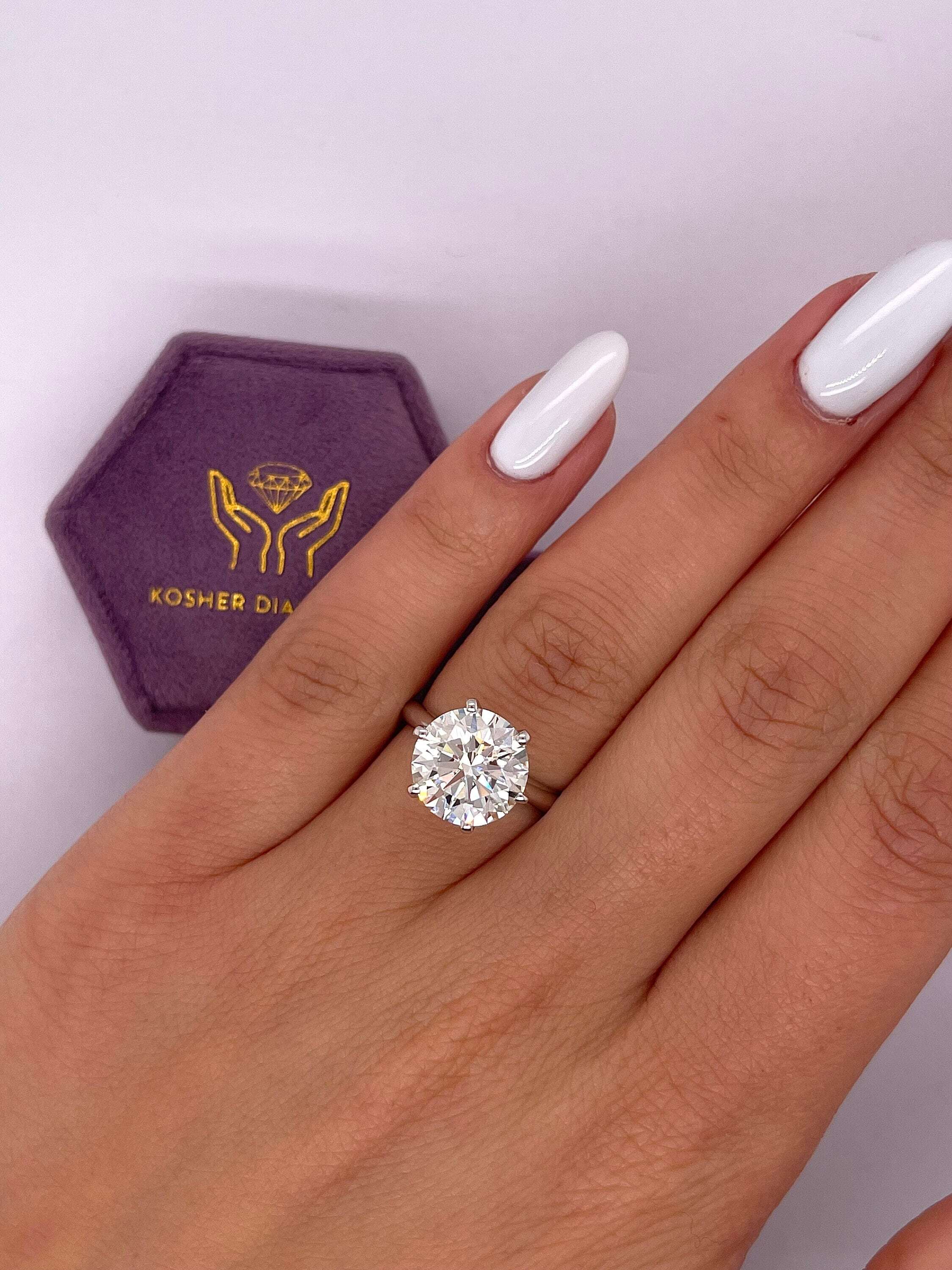 4 Carat Round Brilliant Ideal Cut Diamond Solitaire Engagement Ring
