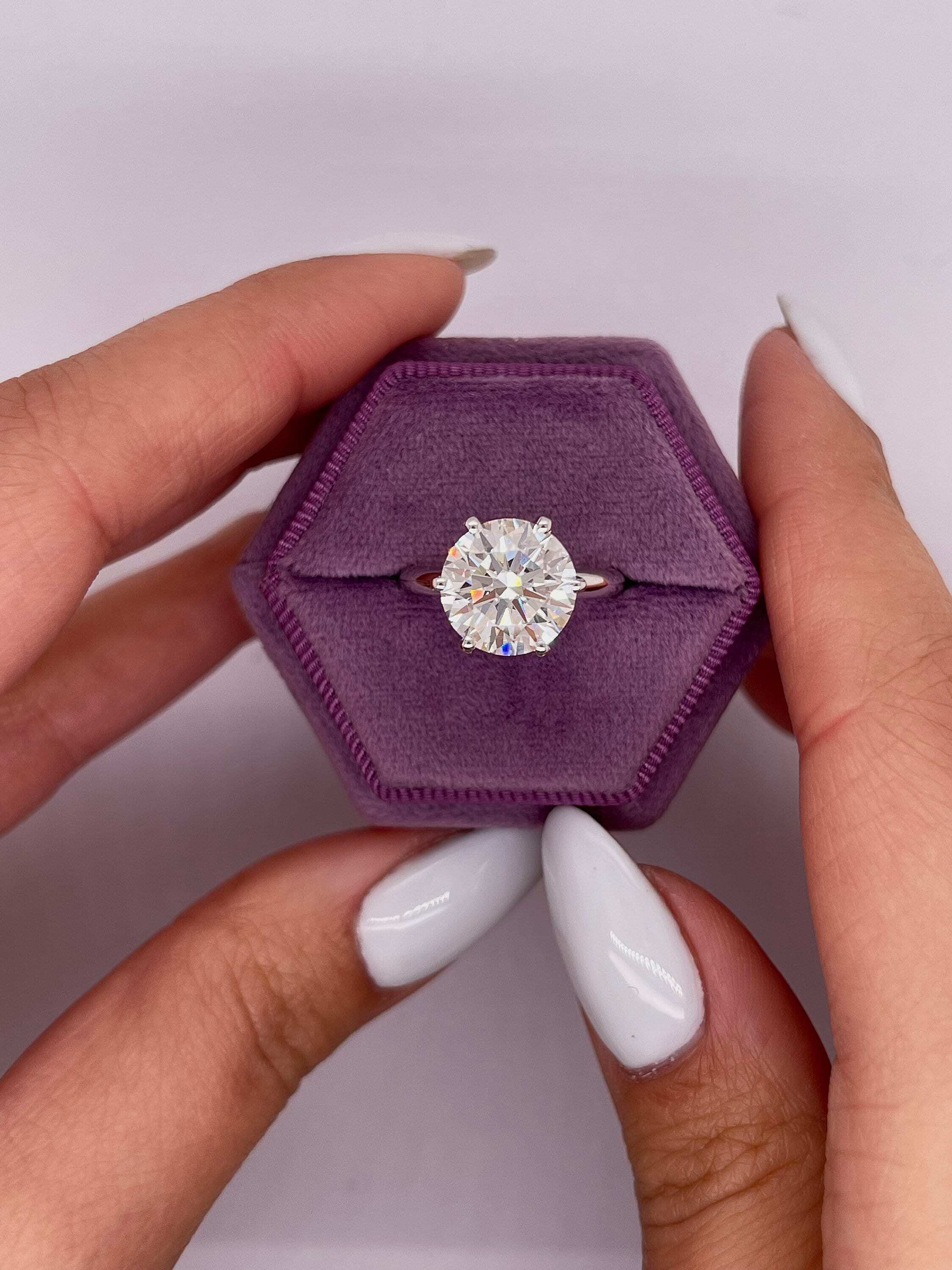 4 Carat Round Brilliant Ideal Cut Diamond Solitaire Engagement Ring