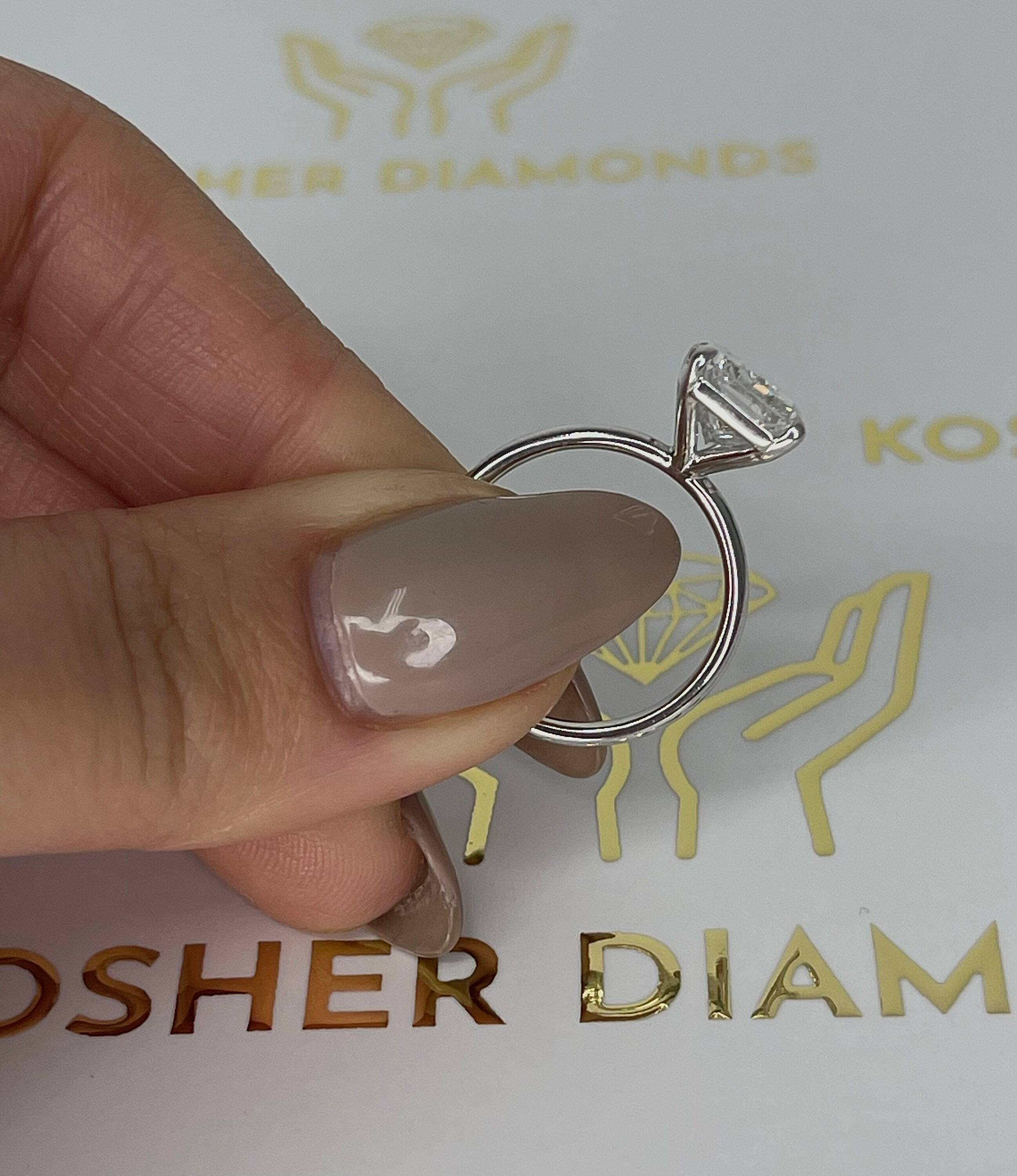 5 Carat Elongated Radiant Cut Diamond Solitaire Engagement Ring