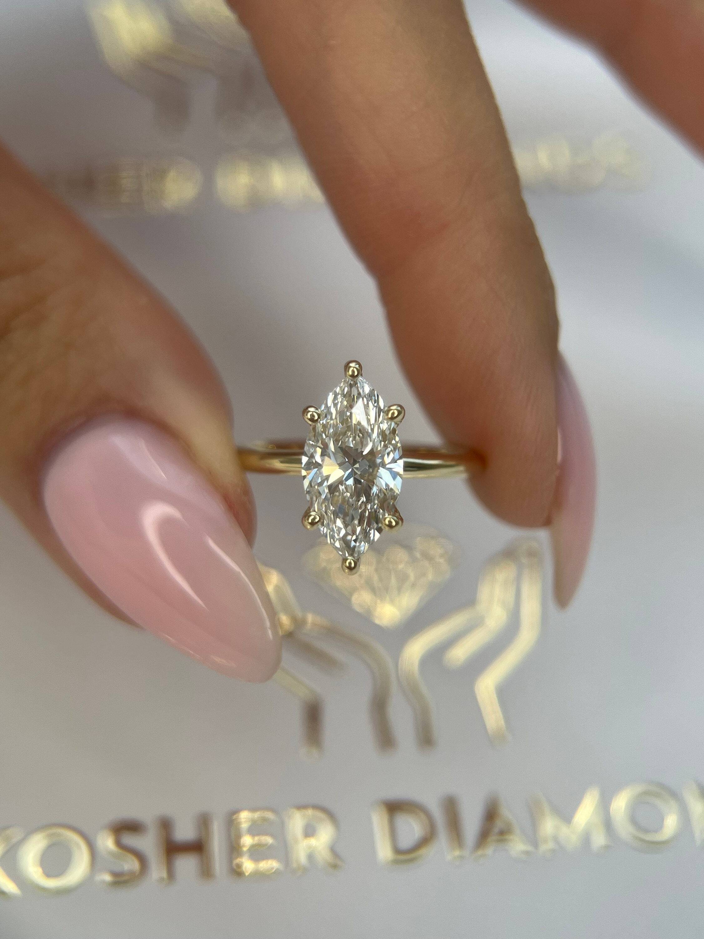 2 Carat Marquise Excellent Cut Diamond Solitaire Engagement Ring