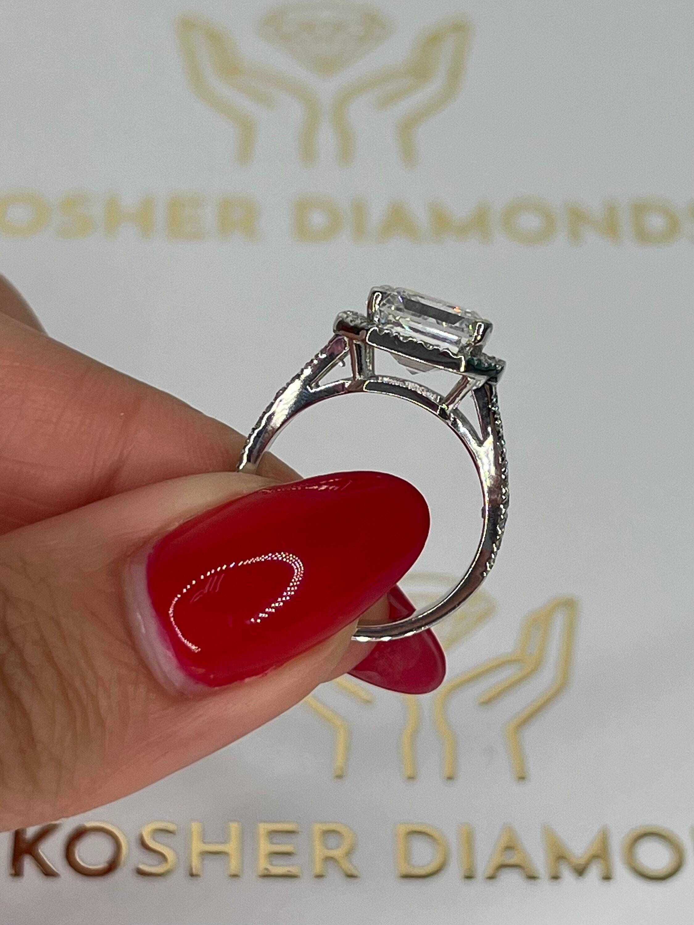 4.5 Carat Asscher Cut, Halo Split Shank Diamond Engagement Ring