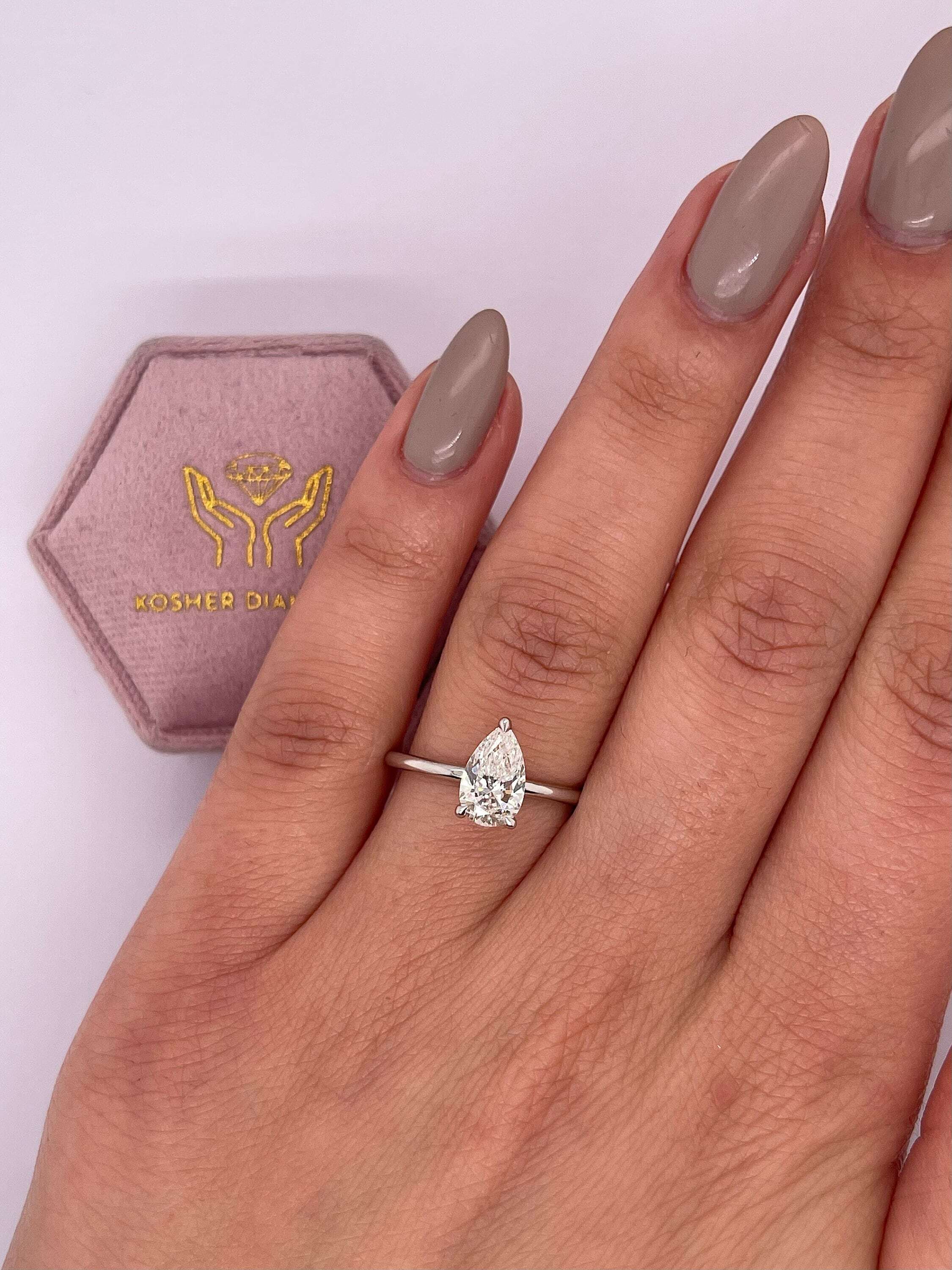 1 Carat Pear Cut Solitaire Diamond Engagement Ring