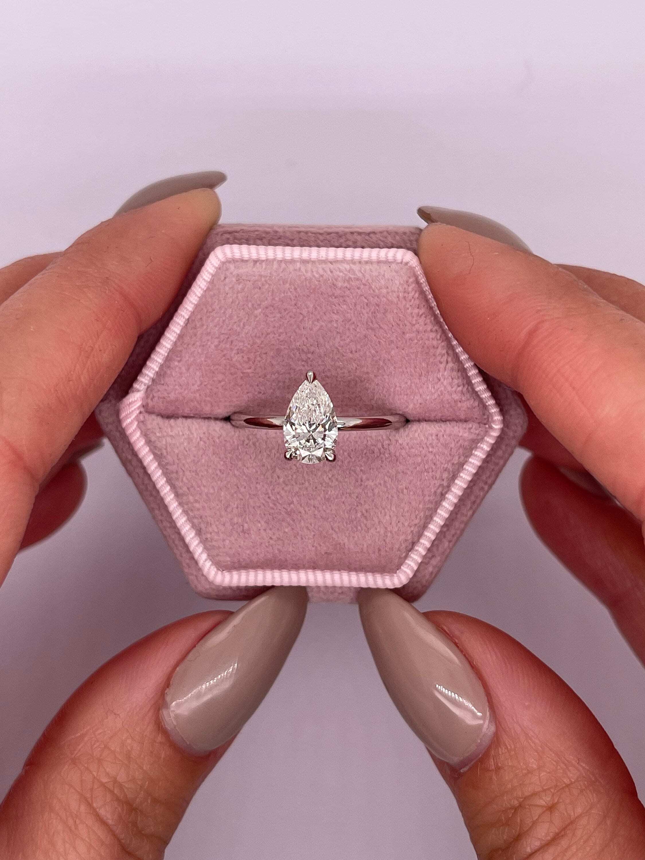 1 Carat Pear Cut Solitaire Diamond Engagement Ring