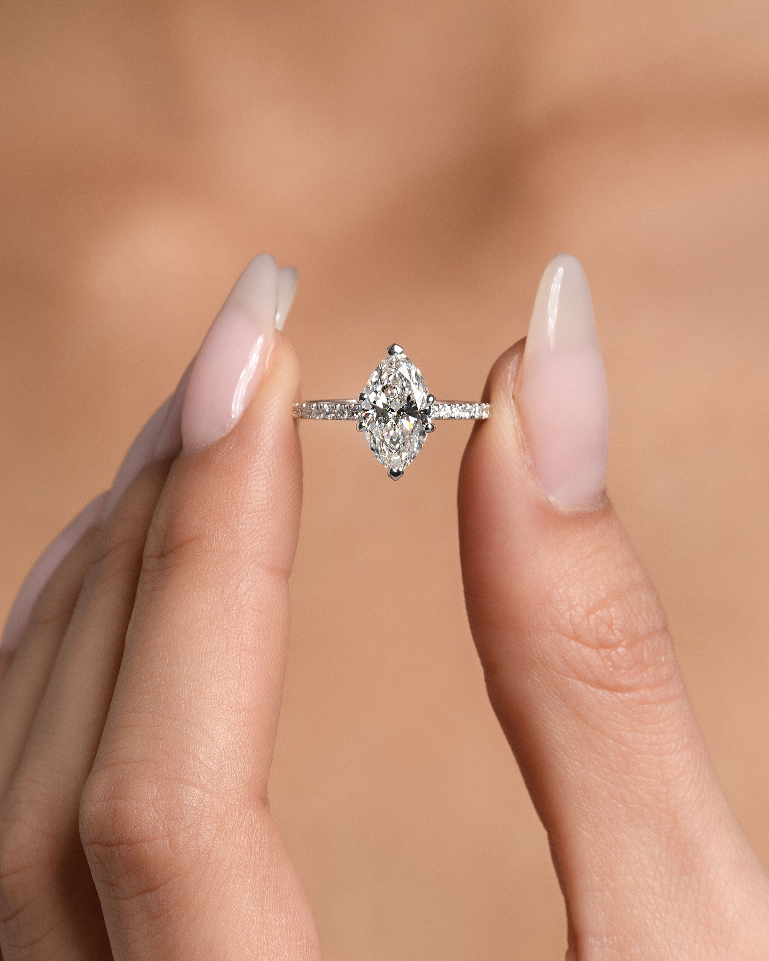 1.25 Carat Marquise Cut Diamond Solitaire Hidden Halo Engagement Ring