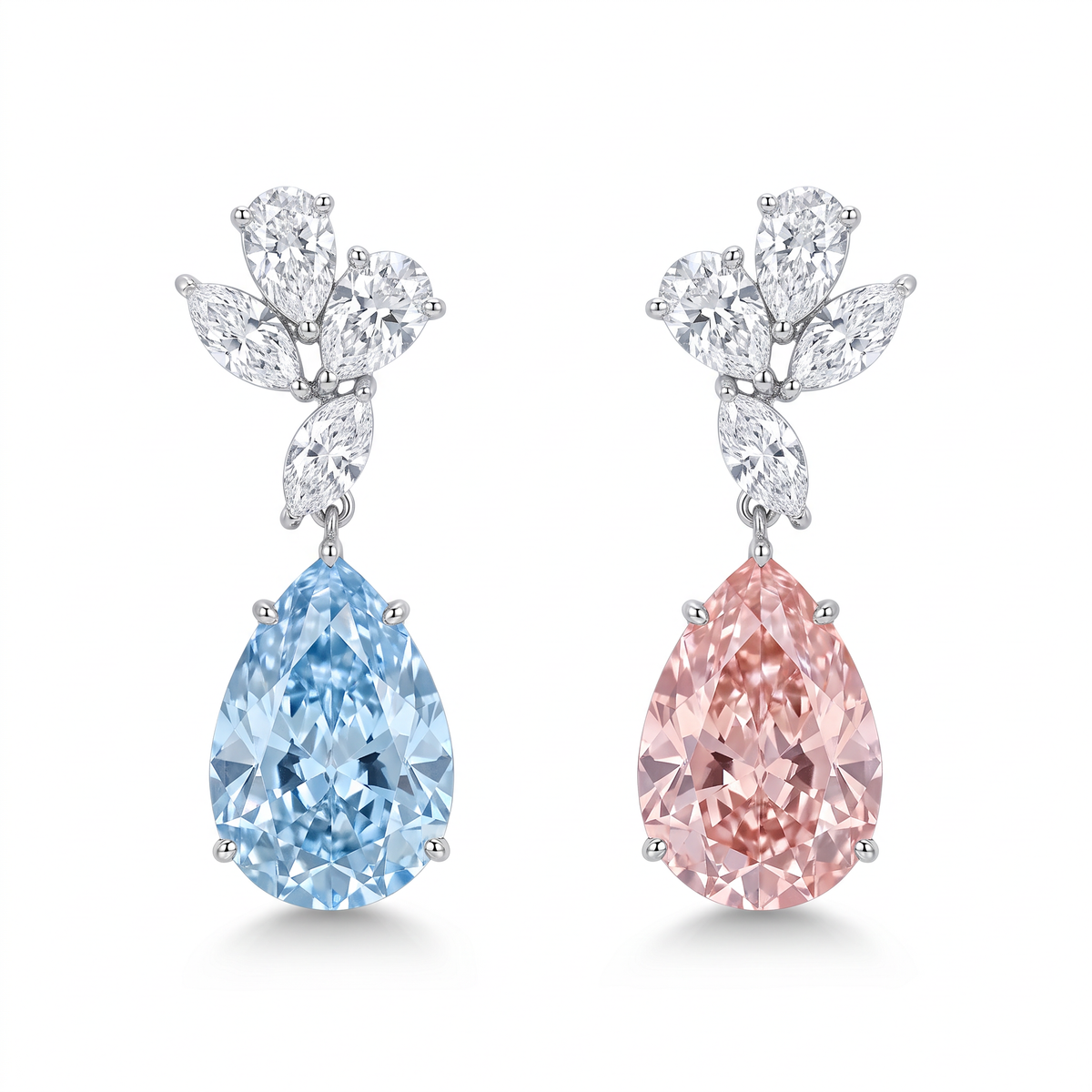 Dawn & Dusk Duet Floral Cluster Pear Drop Earrings