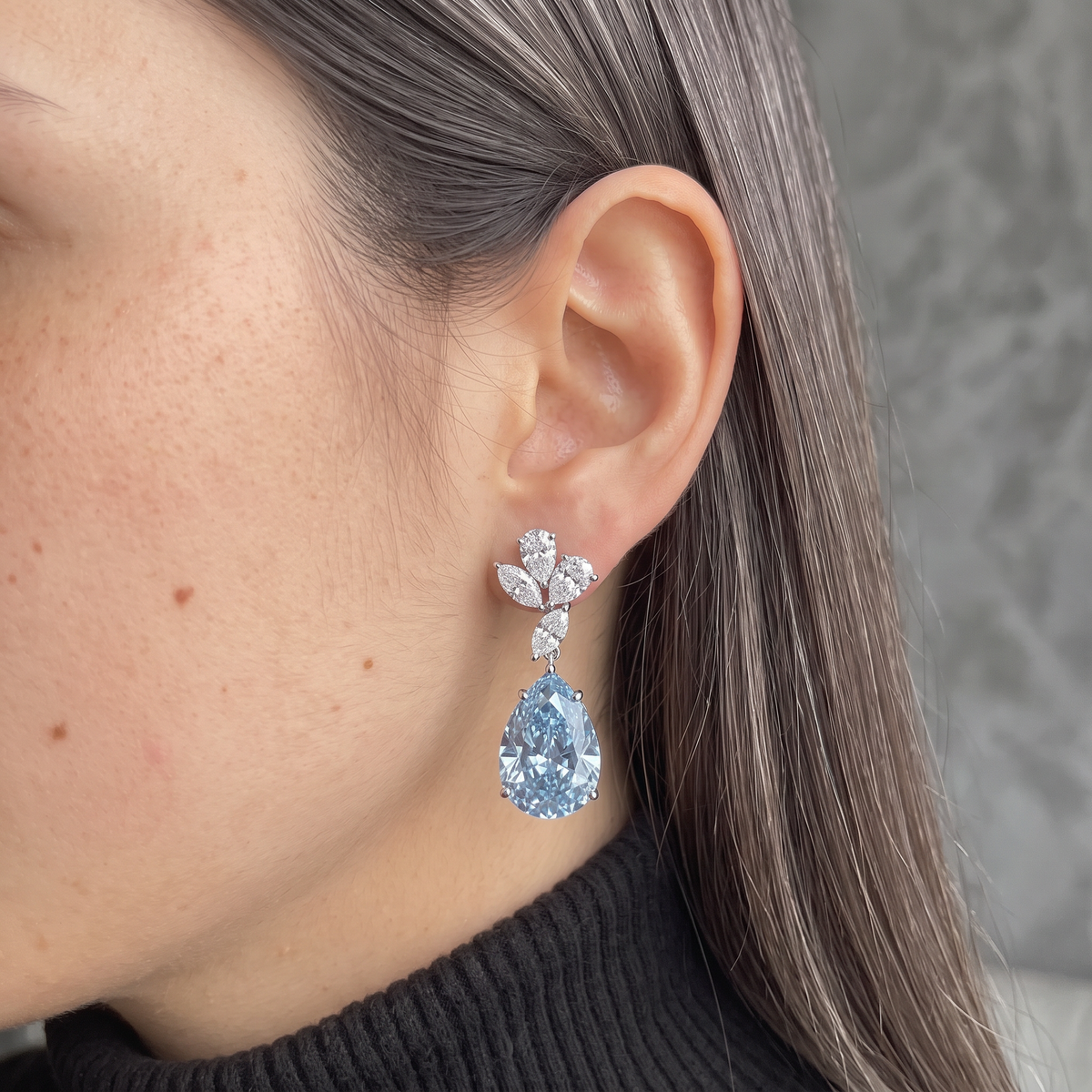 Dawn & Dusk Duet Floral Cluster Pear Drop Earrings