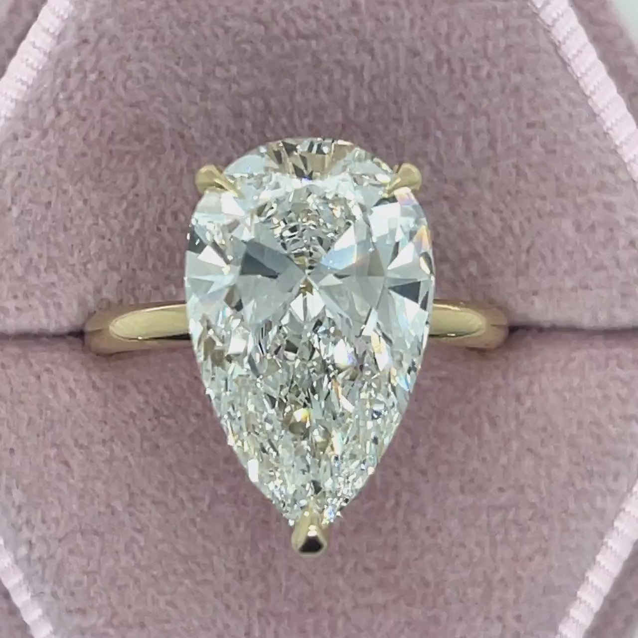 7 Carat F Color VS1 Clarity IGI Certified Pear Cut Lab Grown Diamond Solitaire Engagement Ring 14k Yellow Gold