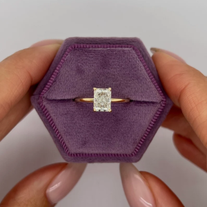 1 Carat E Color VVS2 Clarity IGI Certified Elonagted Radiant Cut Lab Grown Diamond Solitaire Engagement Ring 14k Gold